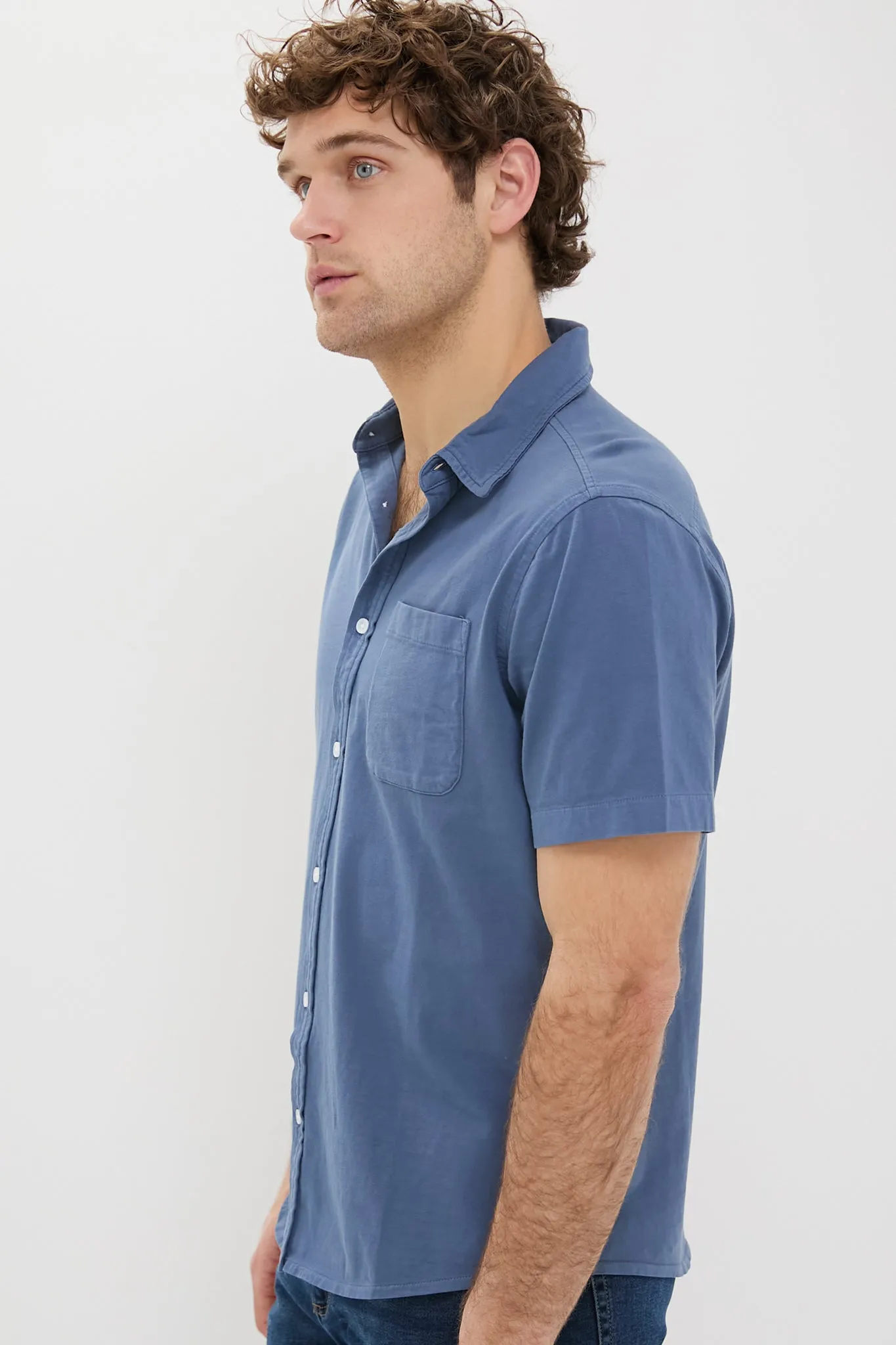Navy Short Sleeve Saltaire Shirt
