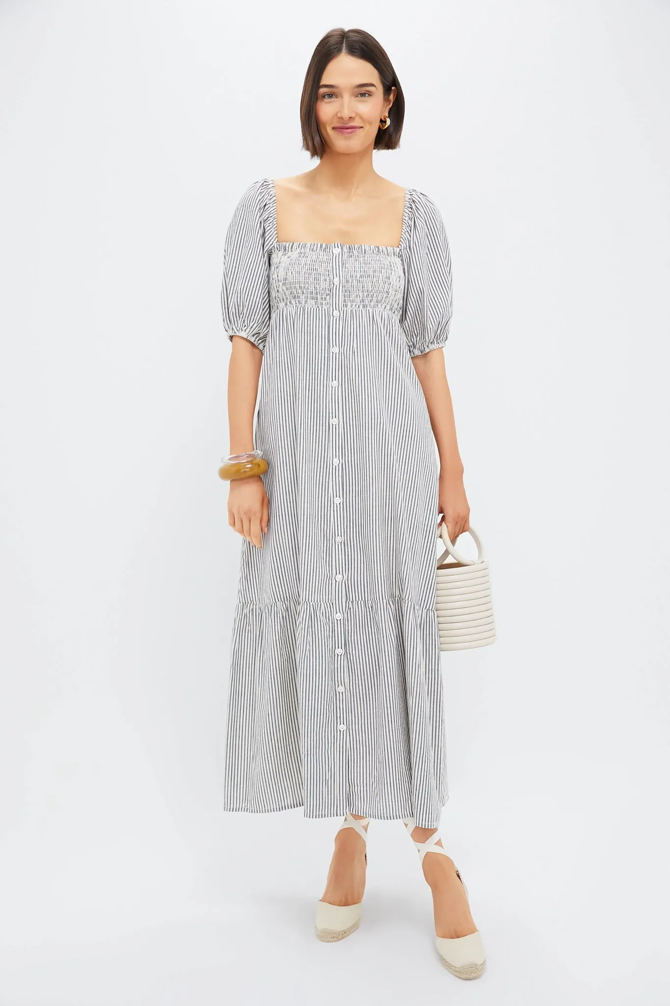 Newburyport Stripe Santiago 3 Shortsleeve Maxi Dress