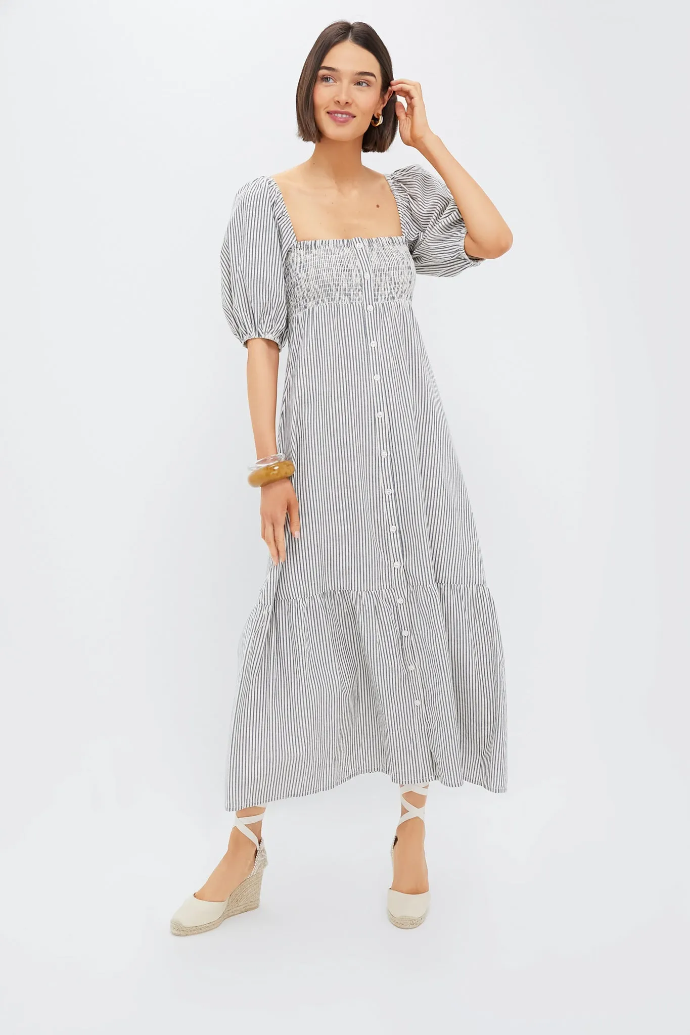 Newburyport Stripe Santiago 3 Shortsleeve Maxi Dress