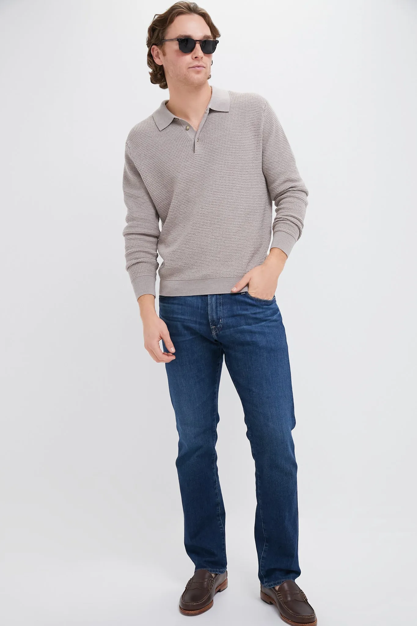 Oatmeal Merino Waffle Polo