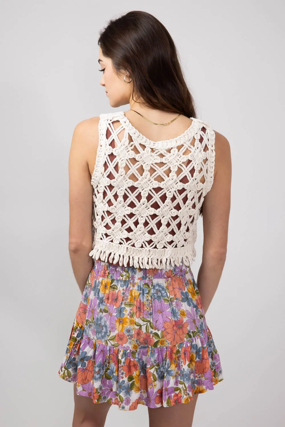 Open Weave Crochet Tank Top for Women in Natural | MAS2881-NATURAL
