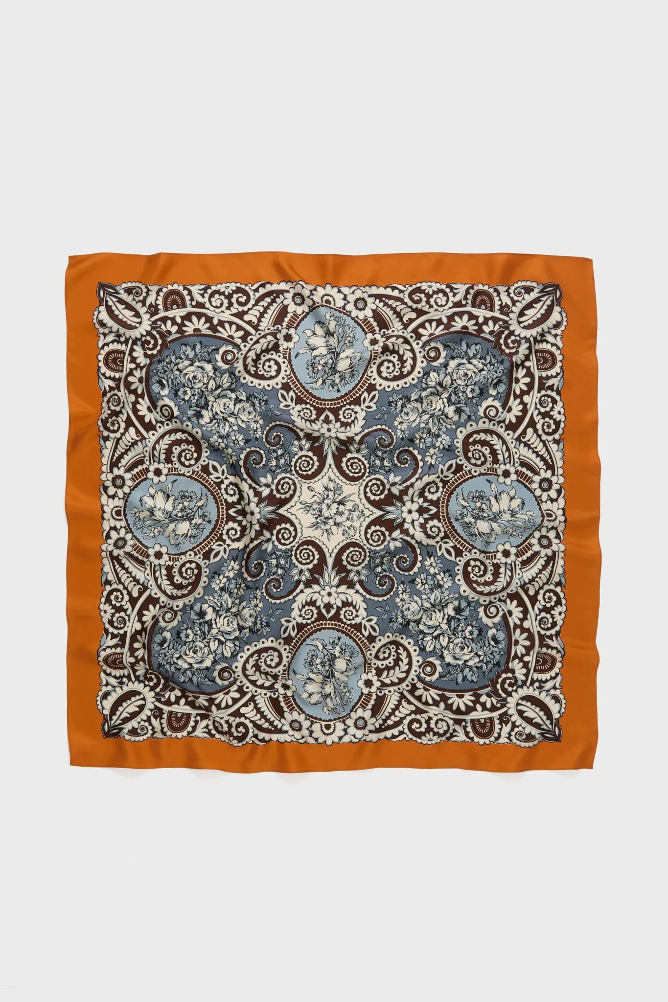 Orange Filigree Medium Silk Scarf