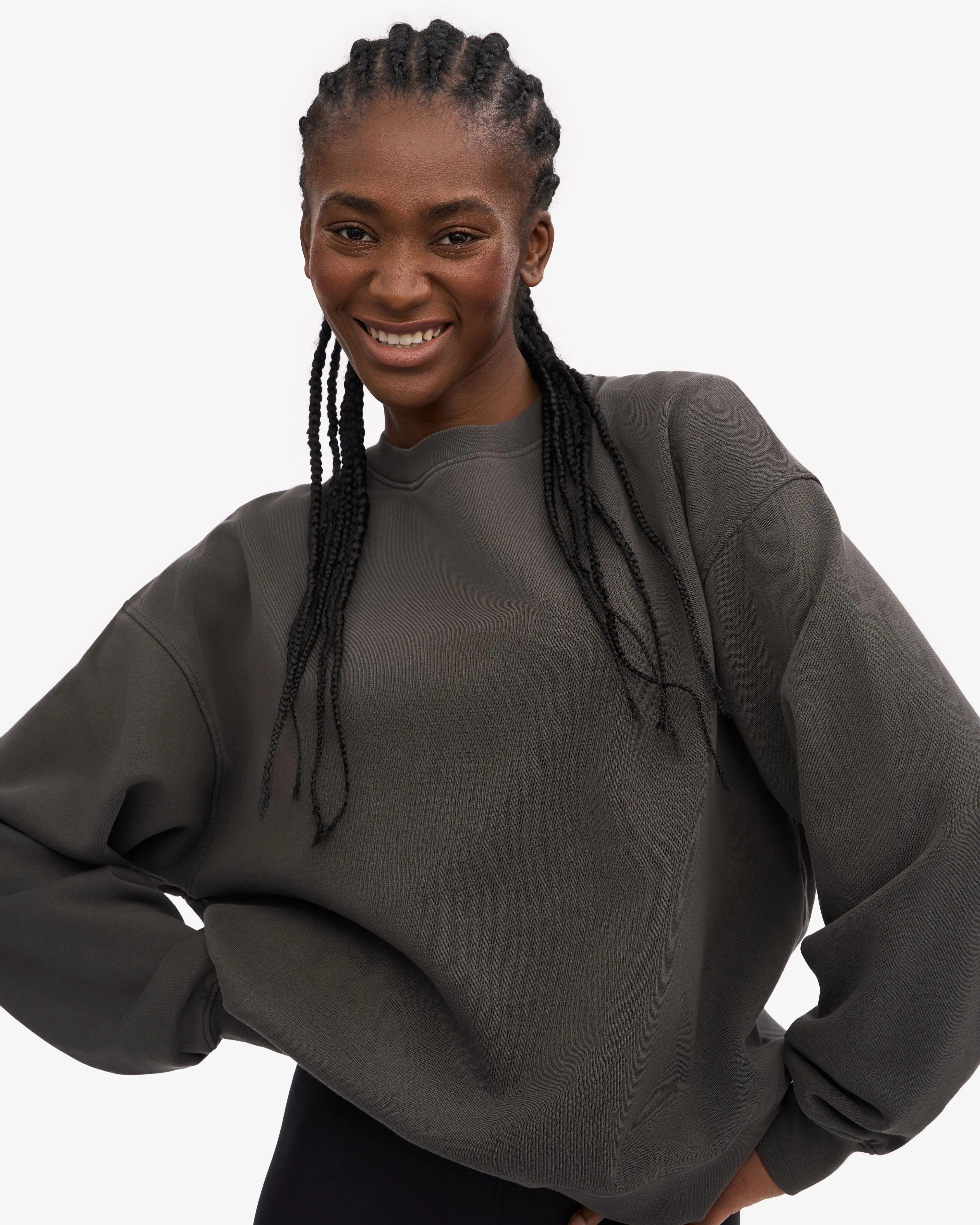 Organic Oversized Crew - Lava Grey