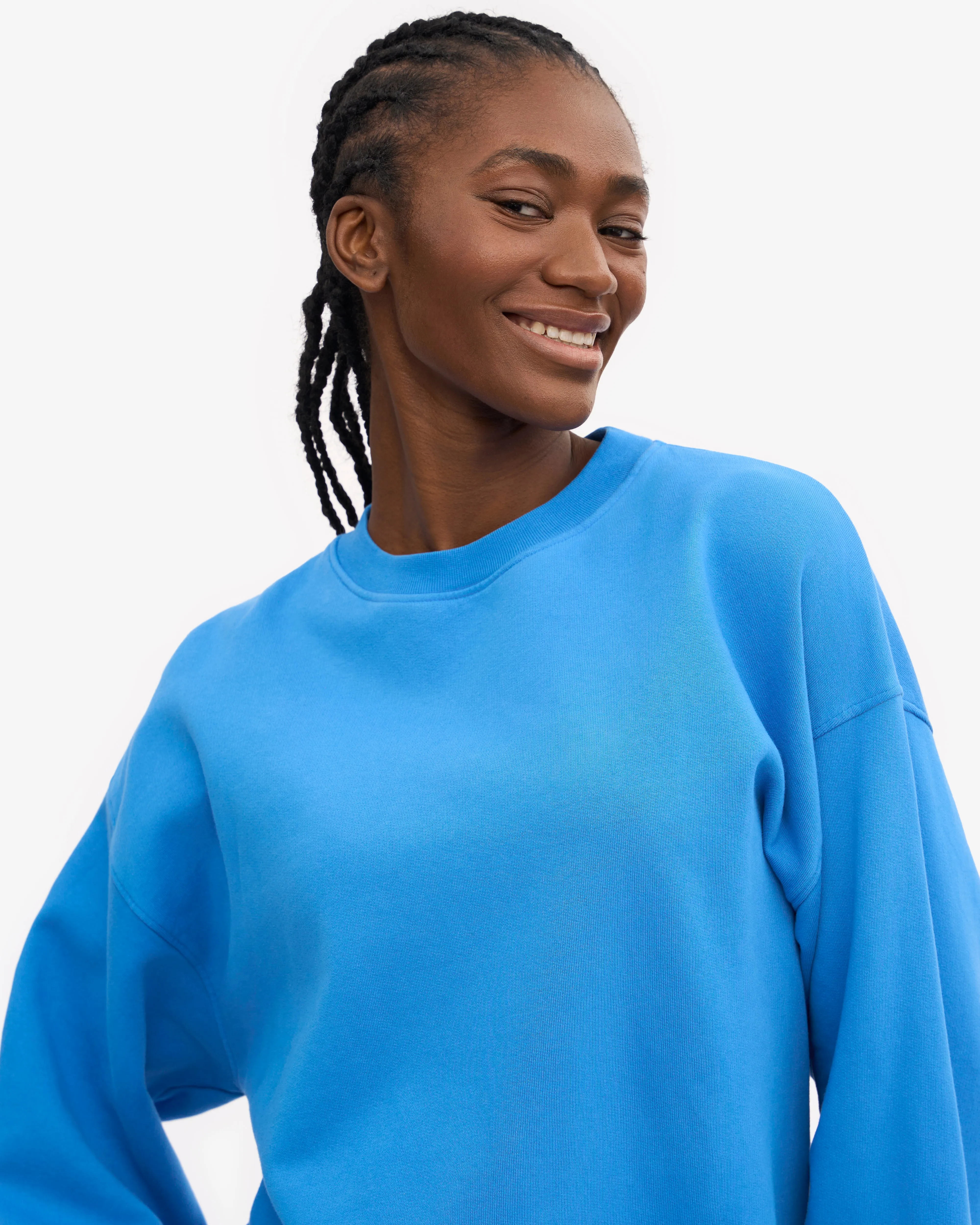 Organic Oversized Crew - Pacific Blue