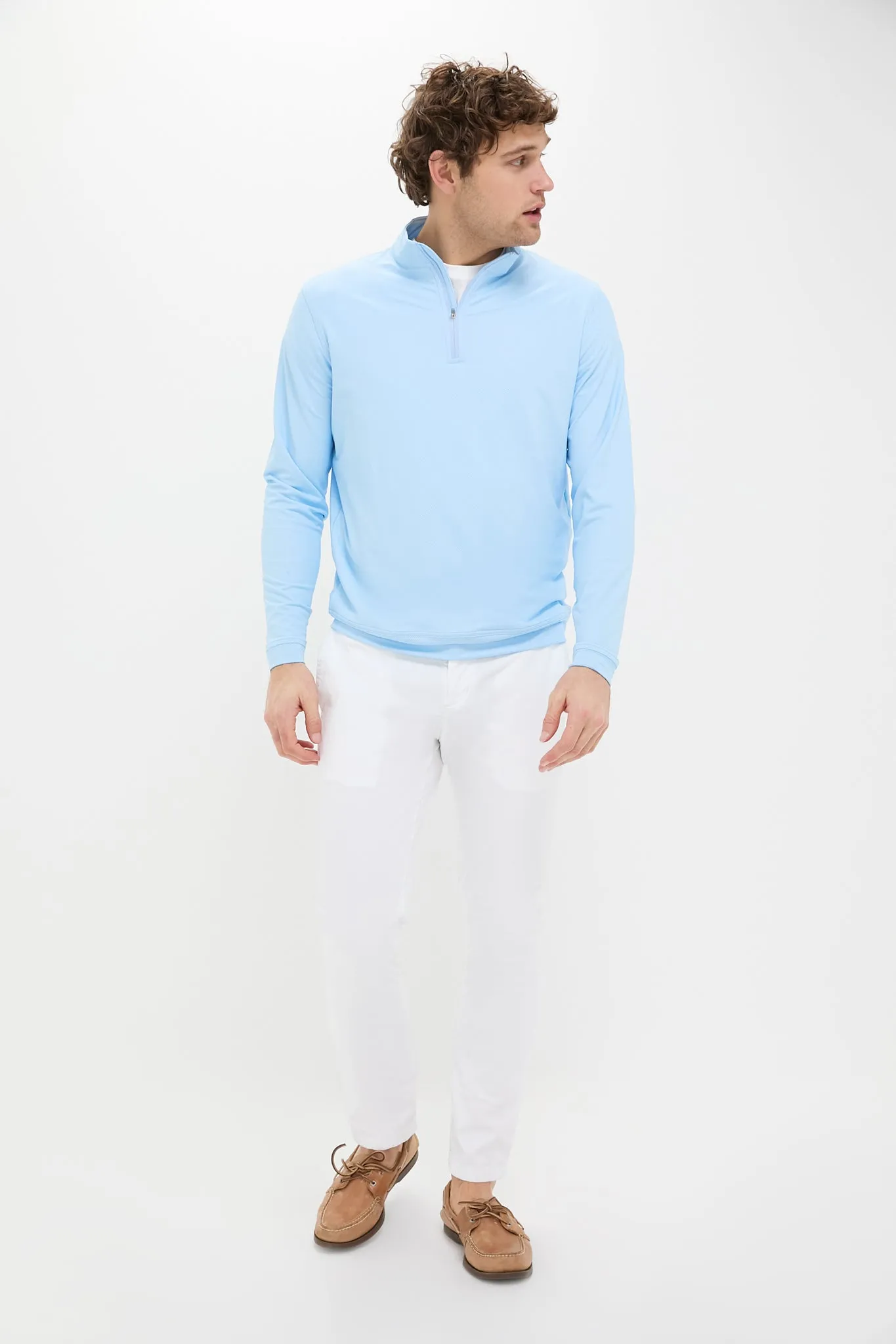 Pale Blue Perth Birdseye Performance Quarter-Zip