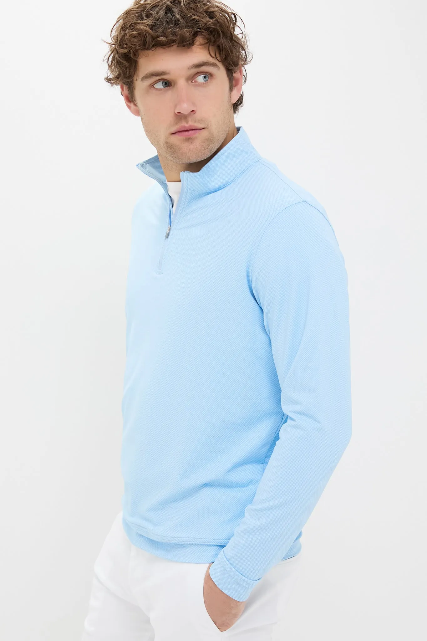 Pale Blue Perth Birdseye Performance Quarter-Zip