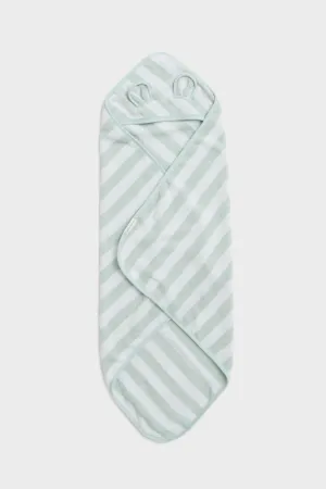 Pastel Green Stripe Baby Critter Towel Wrap