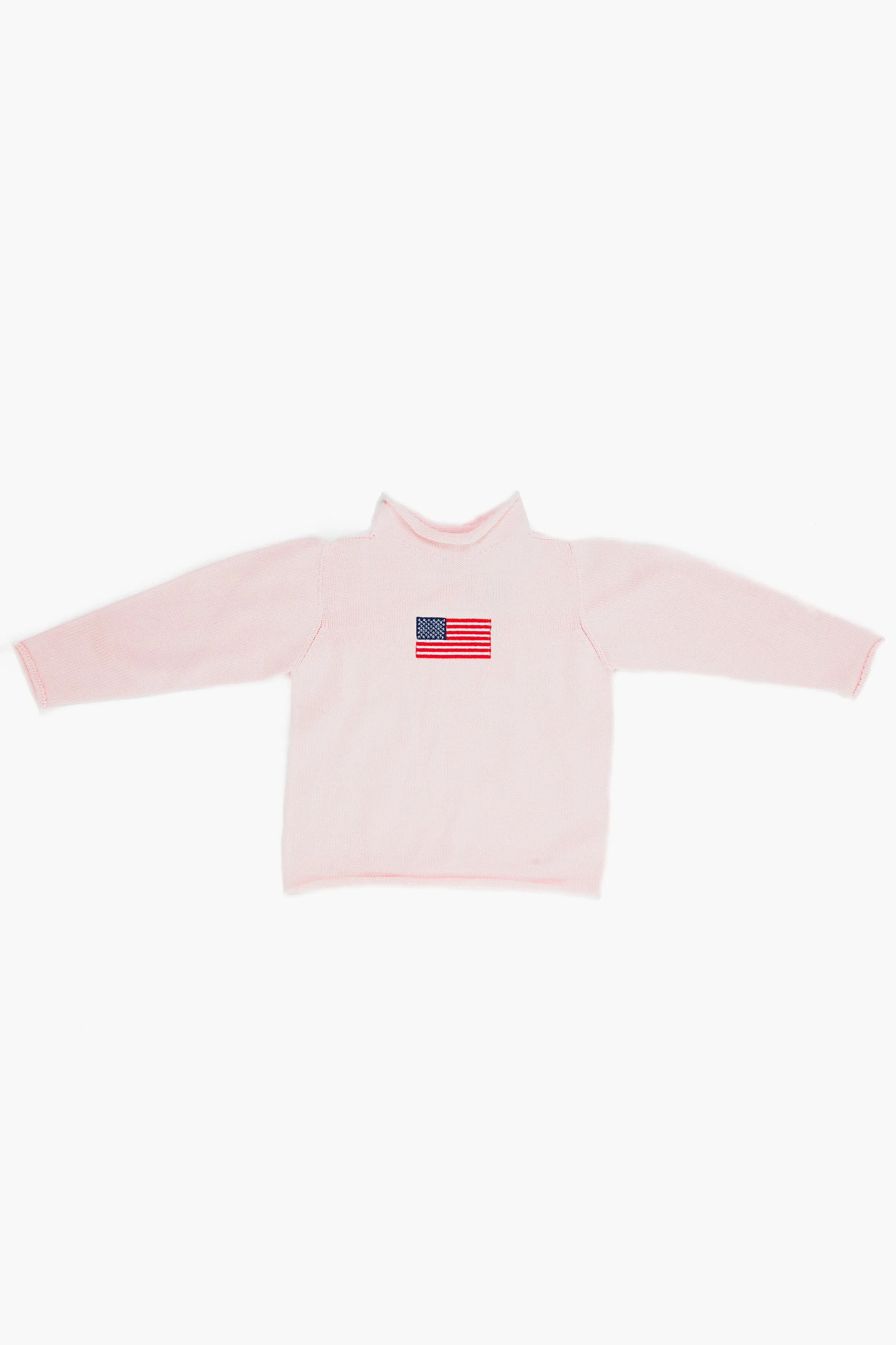 Pink American Flag Roll Neck Sweater