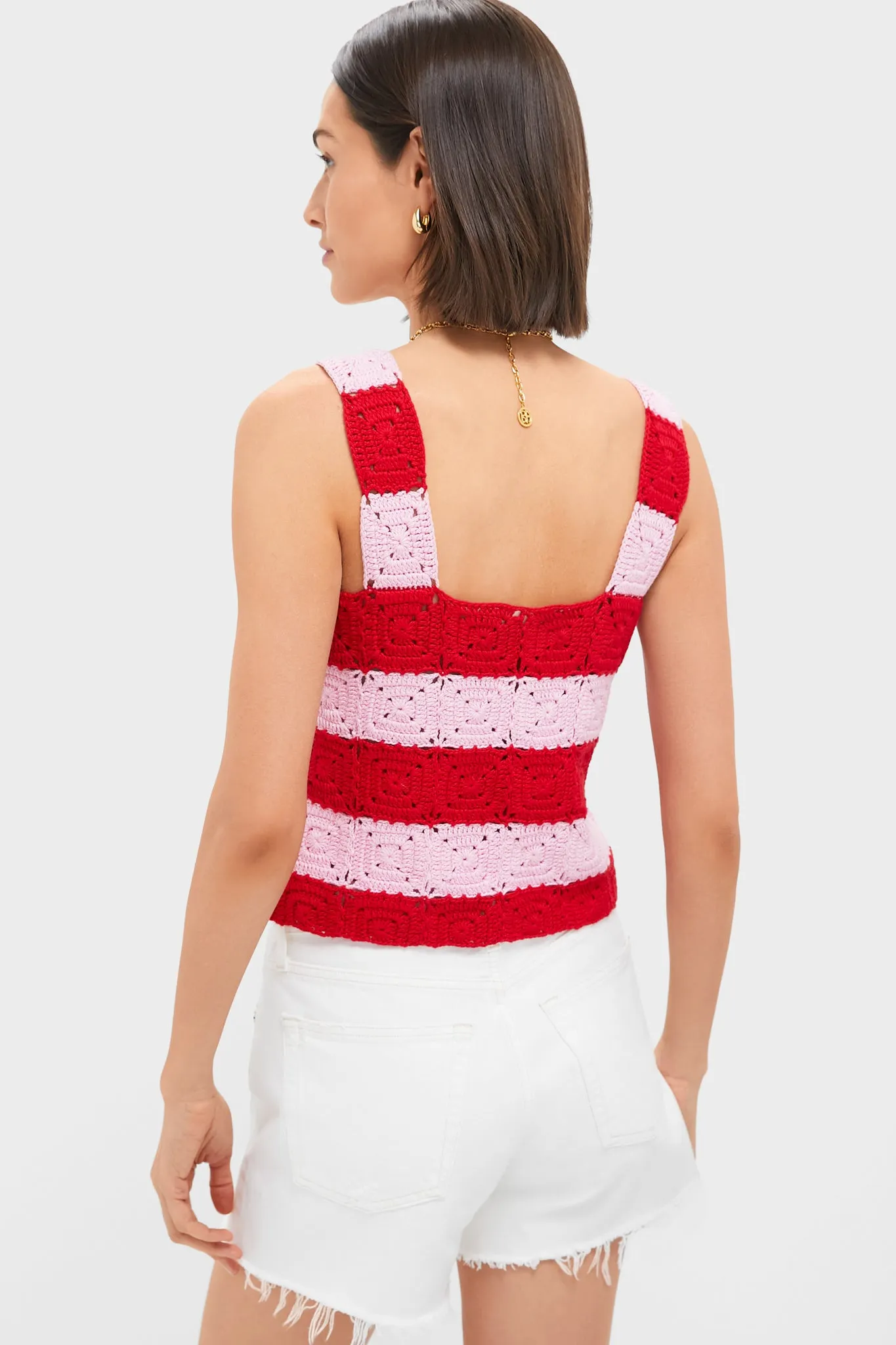 Pink & Red Crochet Cooper Tank