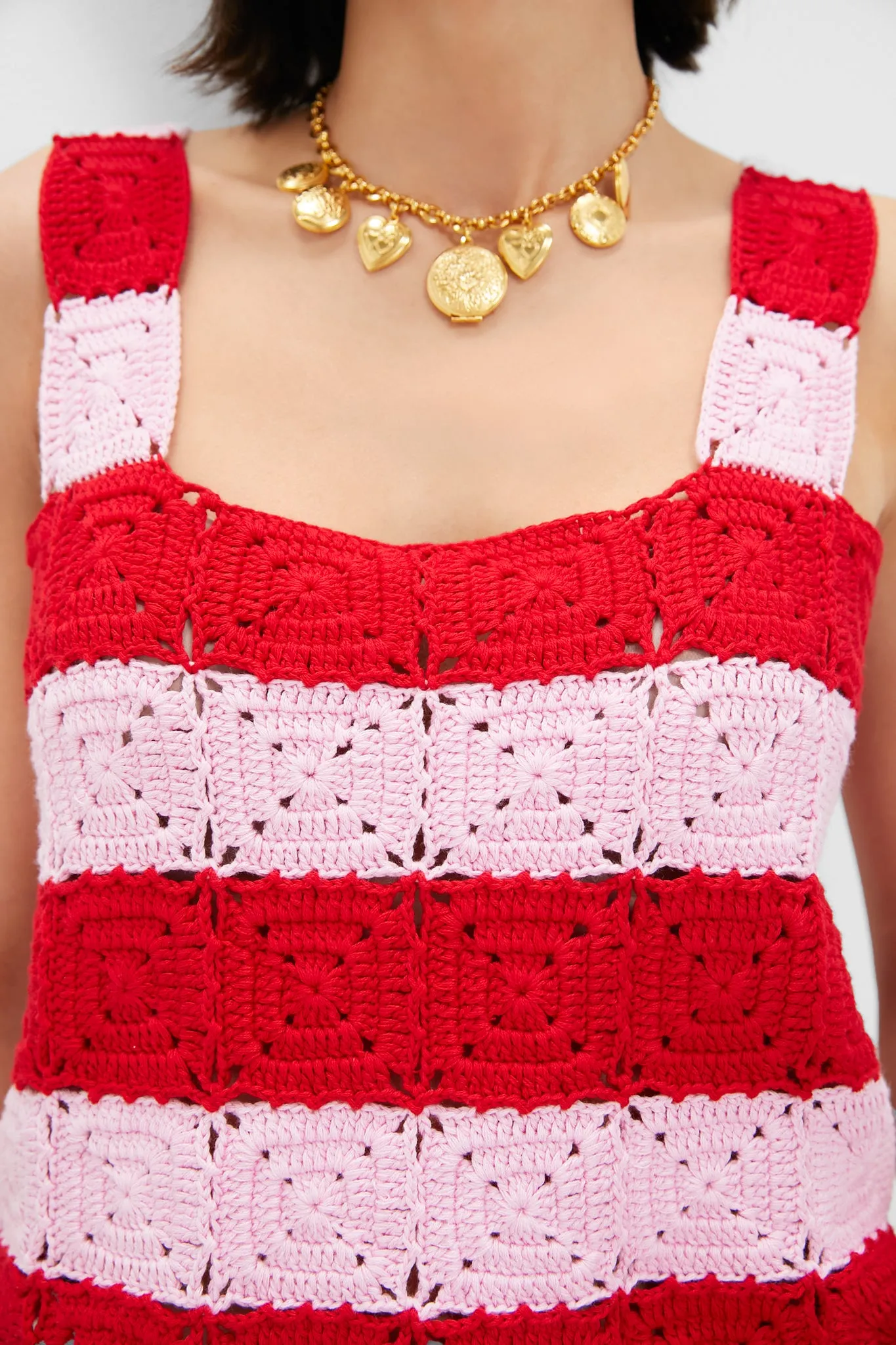 Pink & Red Crochet Cooper Tank