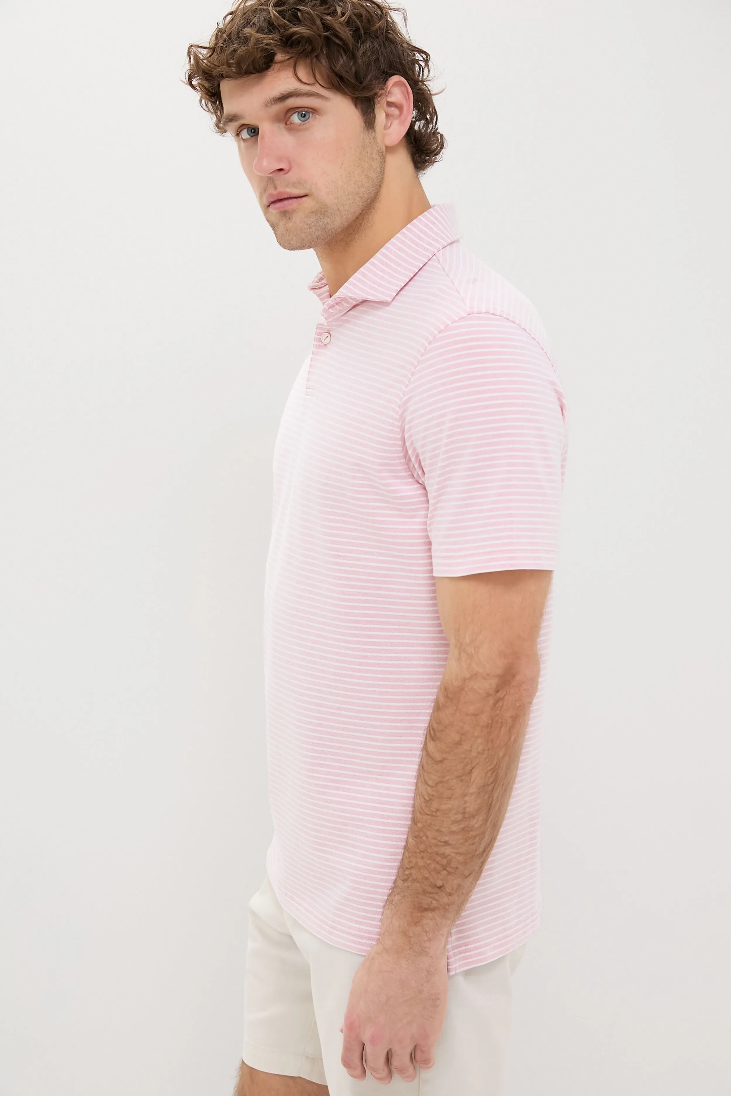 Pink Crepe Albatross Cotton Blend Pique Polo