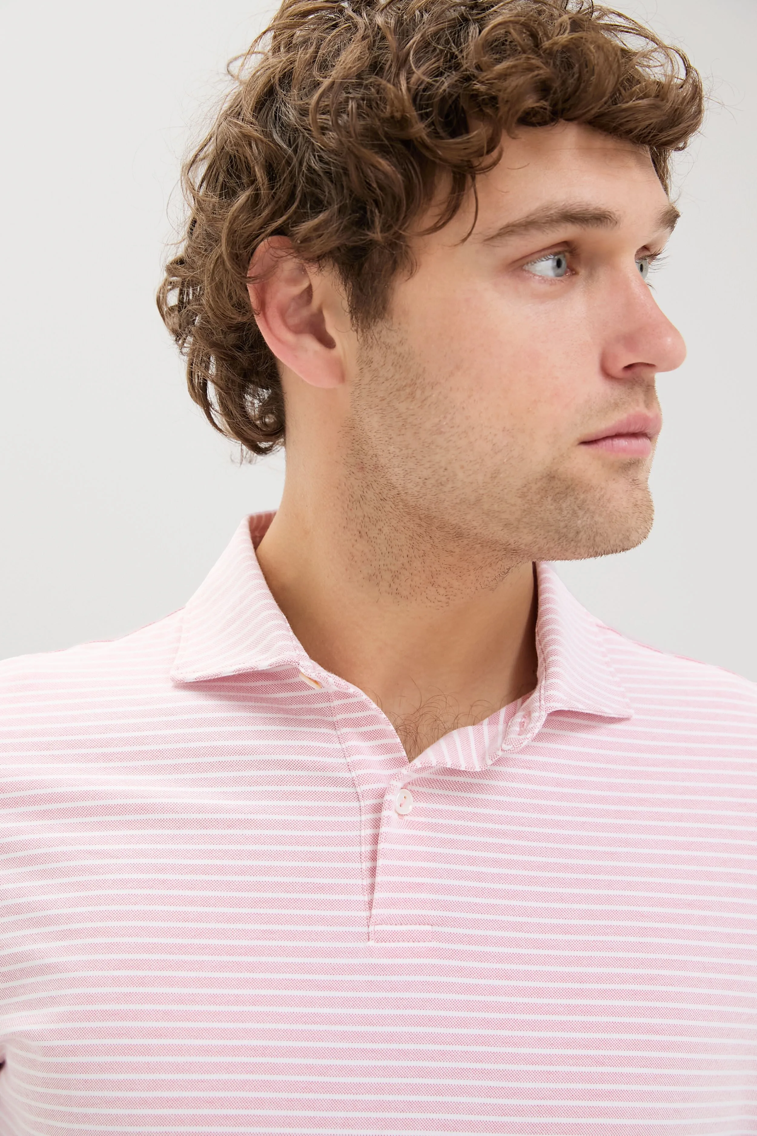 Pink Crepe Albatross Cotton Blend Pique Polo