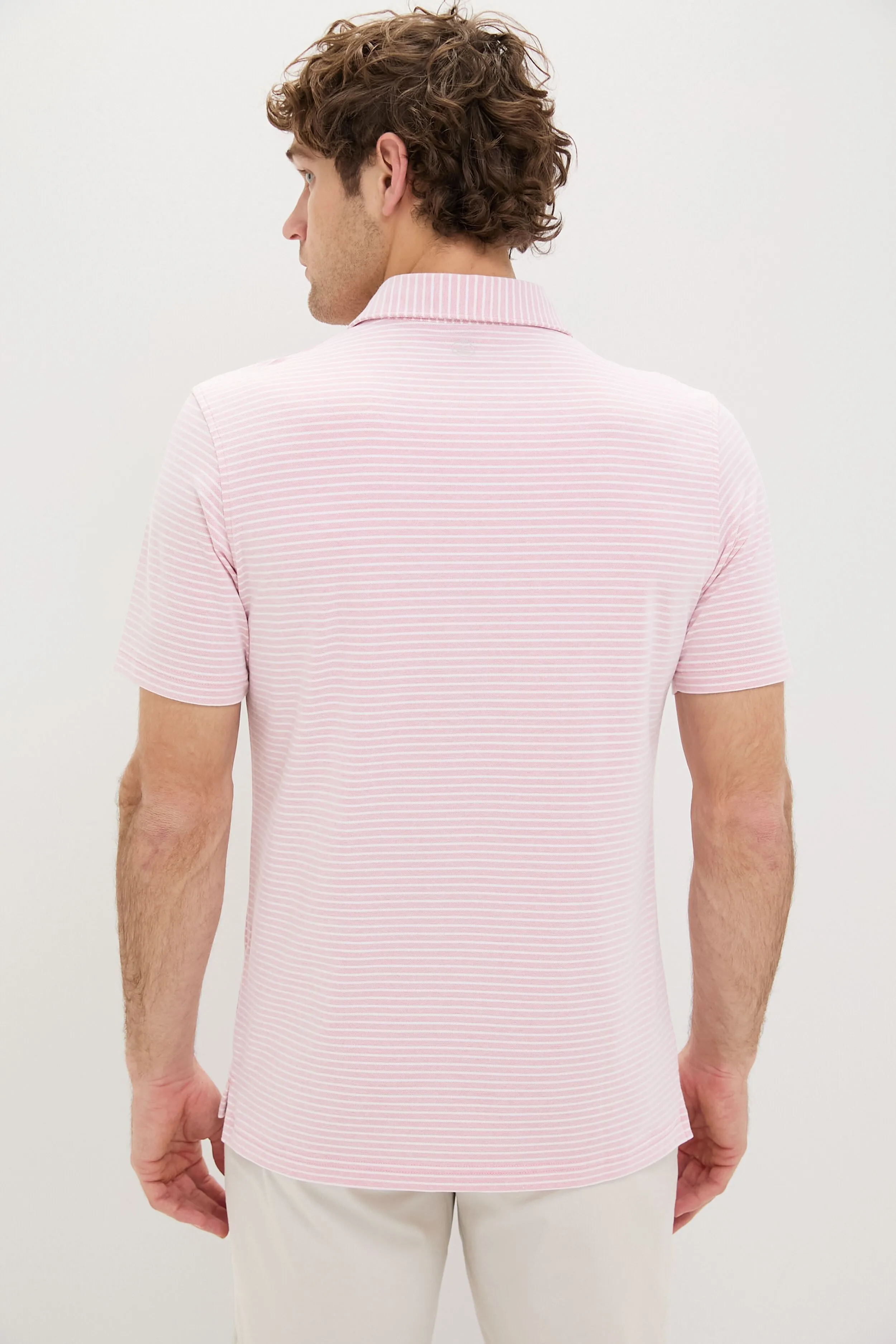Pink Crepe Albatross Cotton Blend Pique Polo