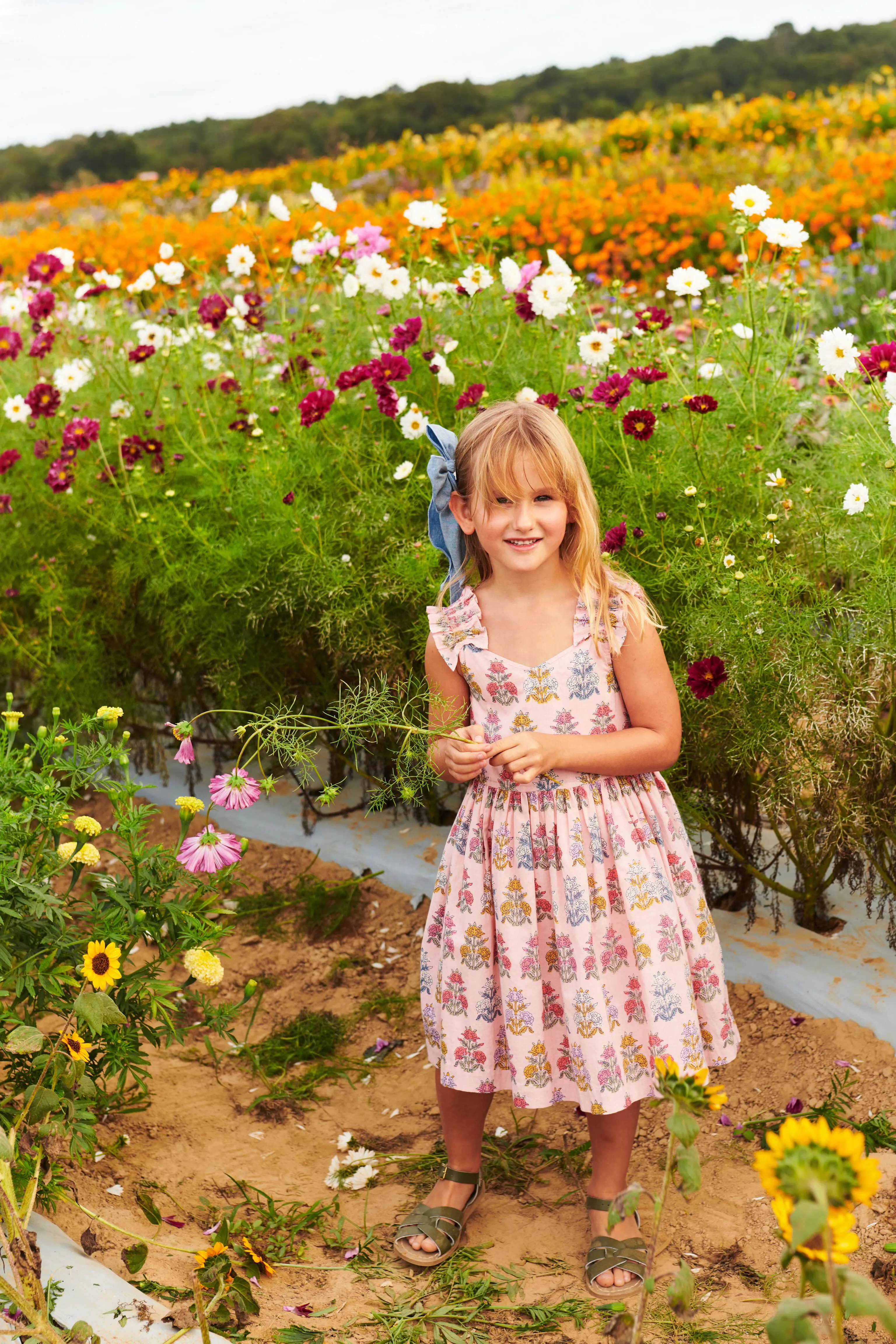 Pink Flowerette Via Dress