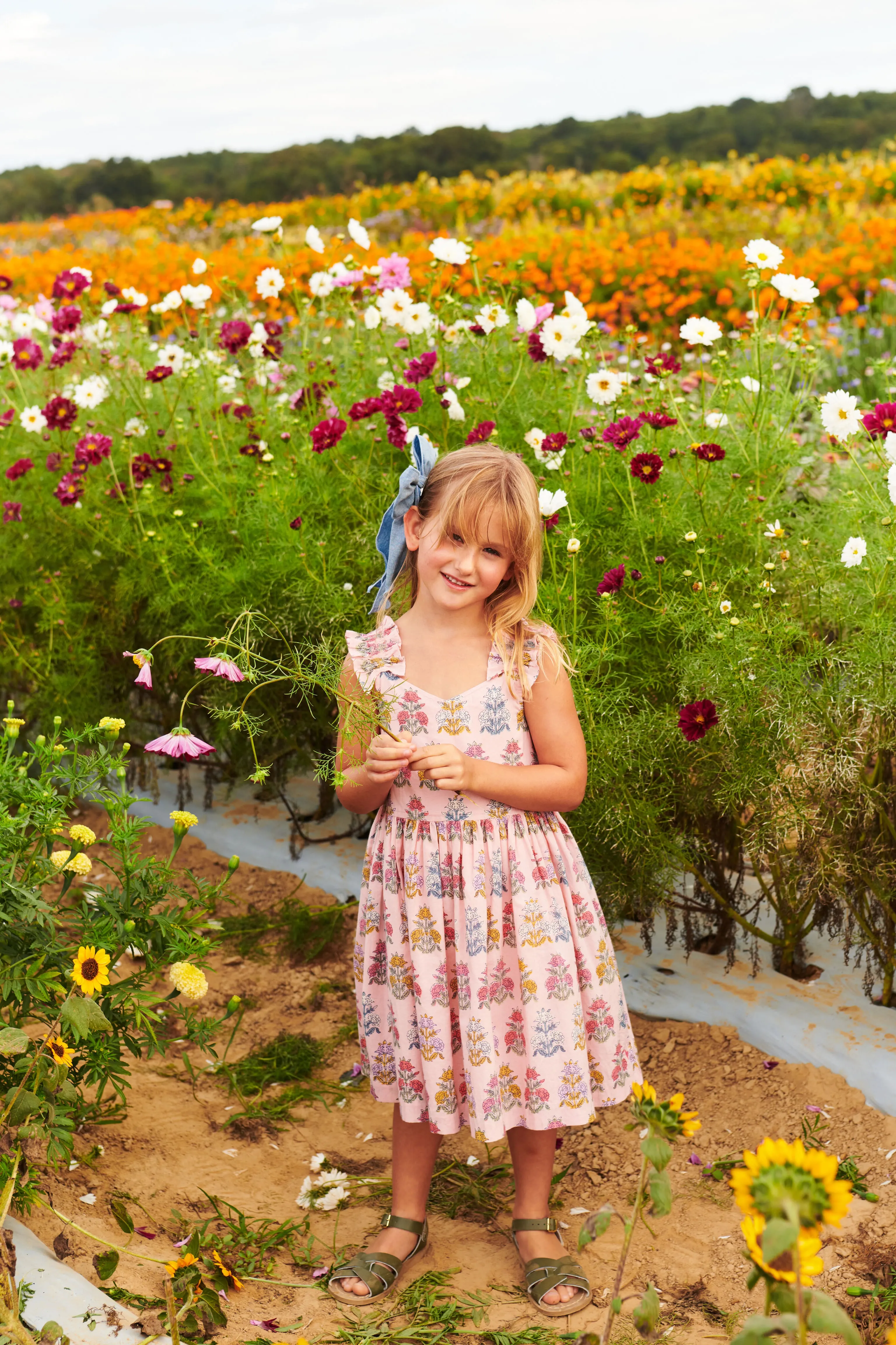 Pink Flowerette Via Dress
