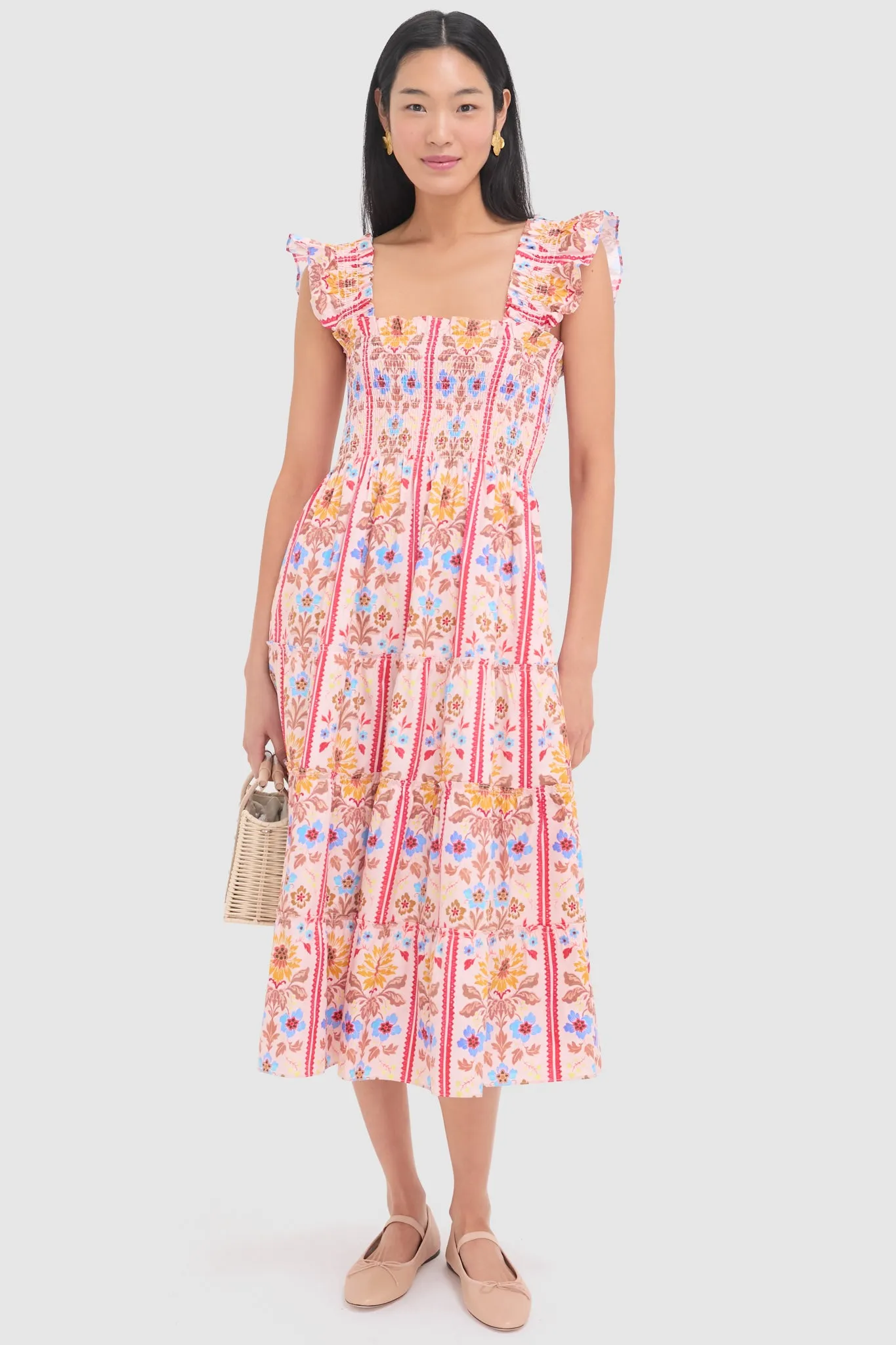 Pink Multi Floral Block Stripe Ellie Nap Dress