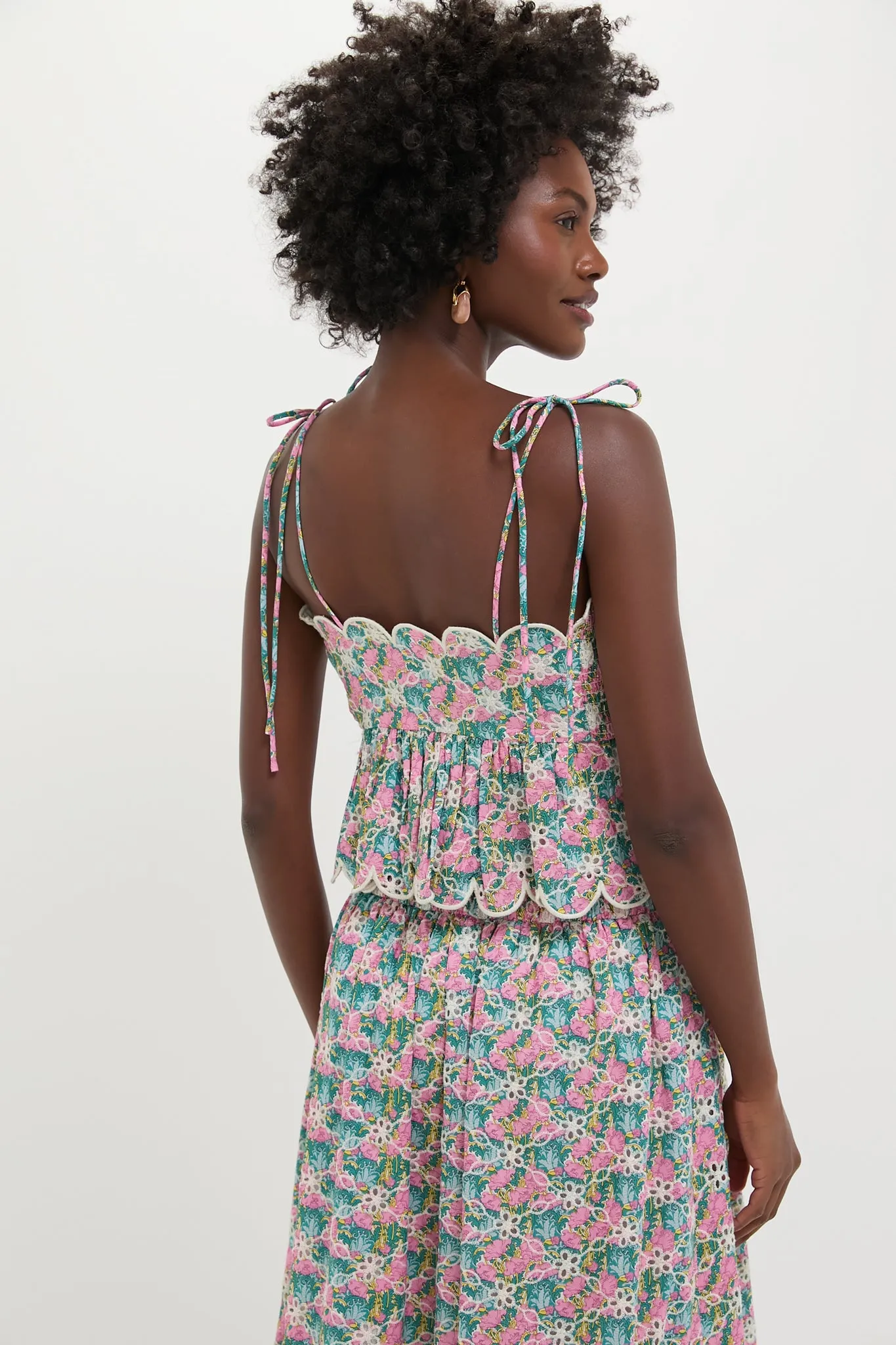 Pink Multi Floral Scalloped Calla Top
