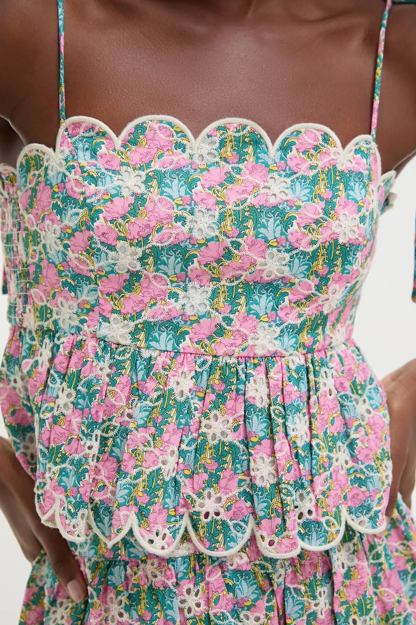 Pink Multi Floral Scalloped Calla Top
