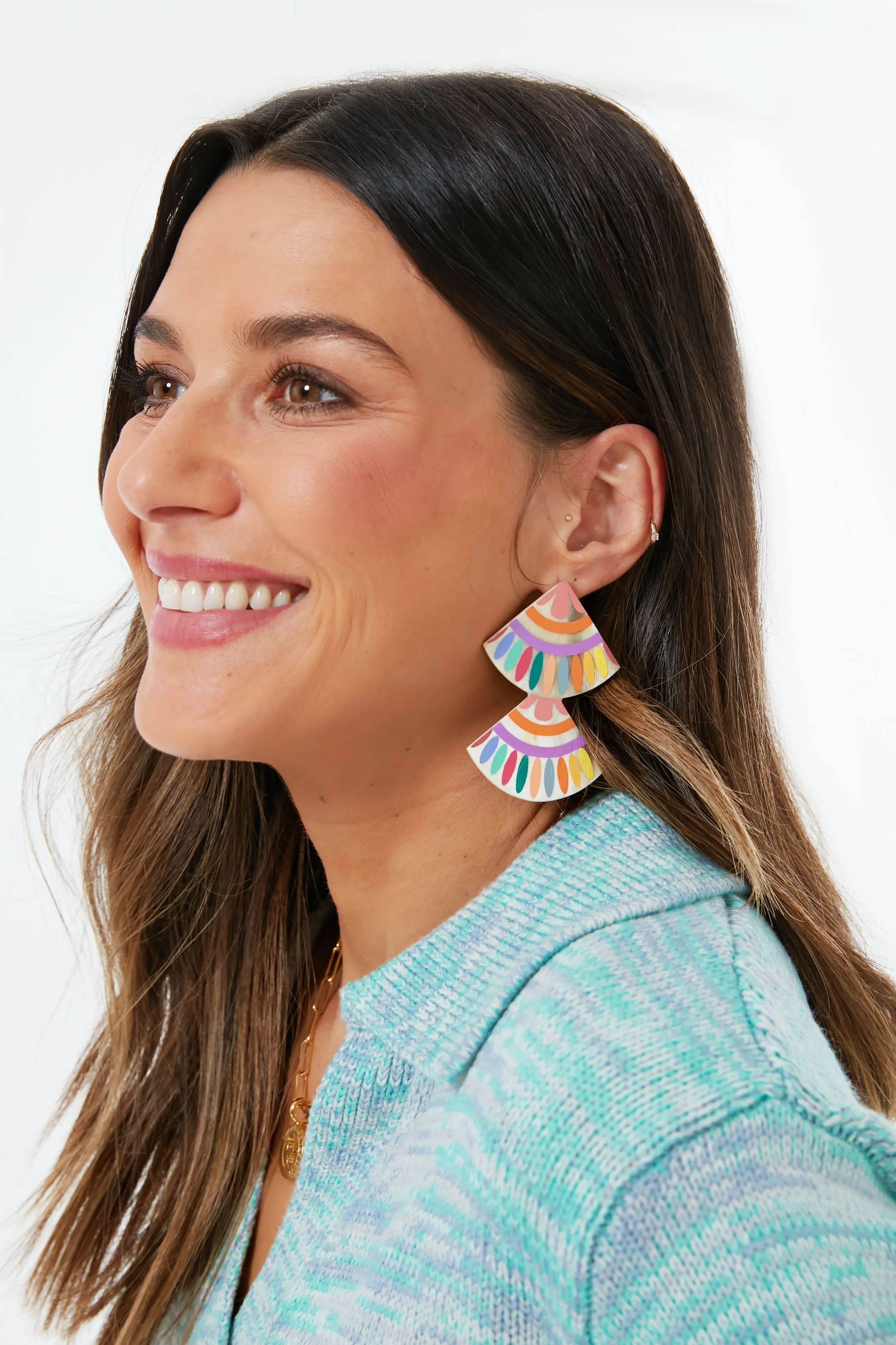Rainbow Double Tile Earrings