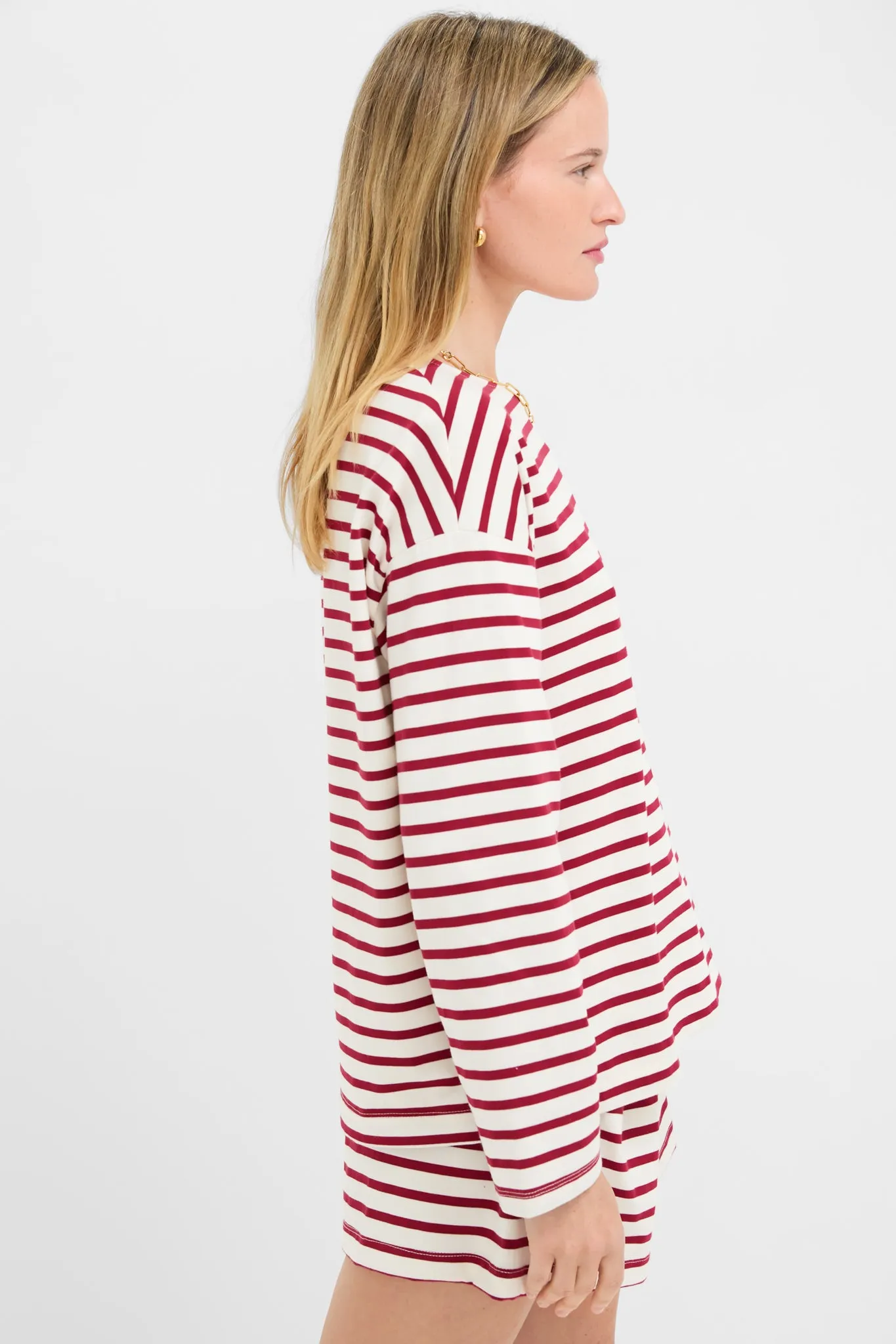 Red and Ivory Stripe Knit Odie Tee