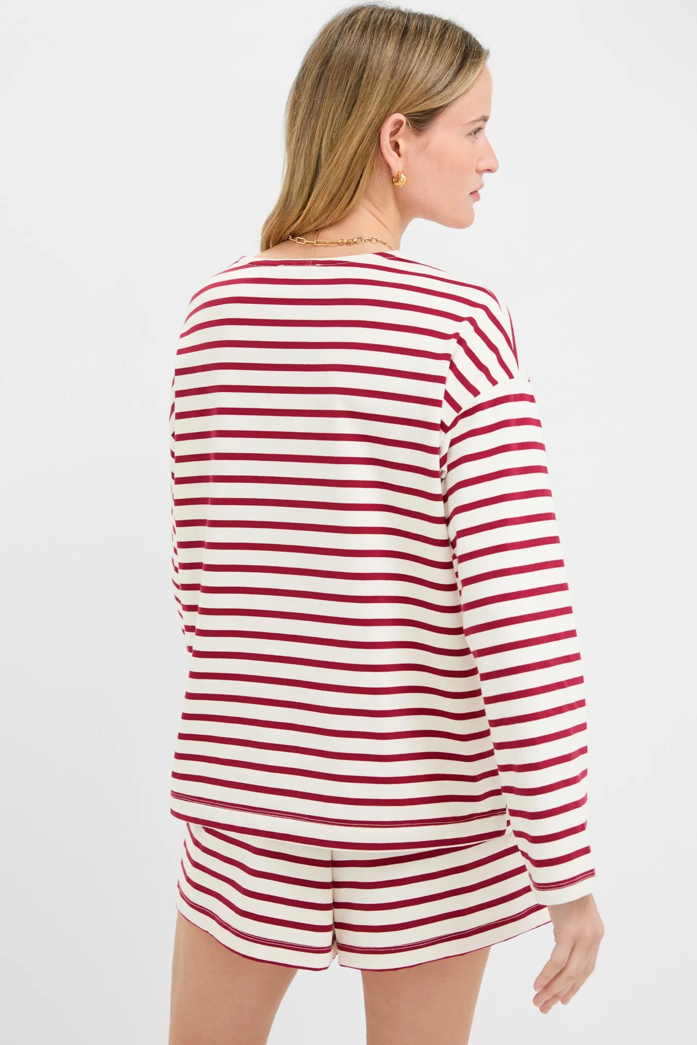 Red and Ivory Stripe Knit Odie Tee
