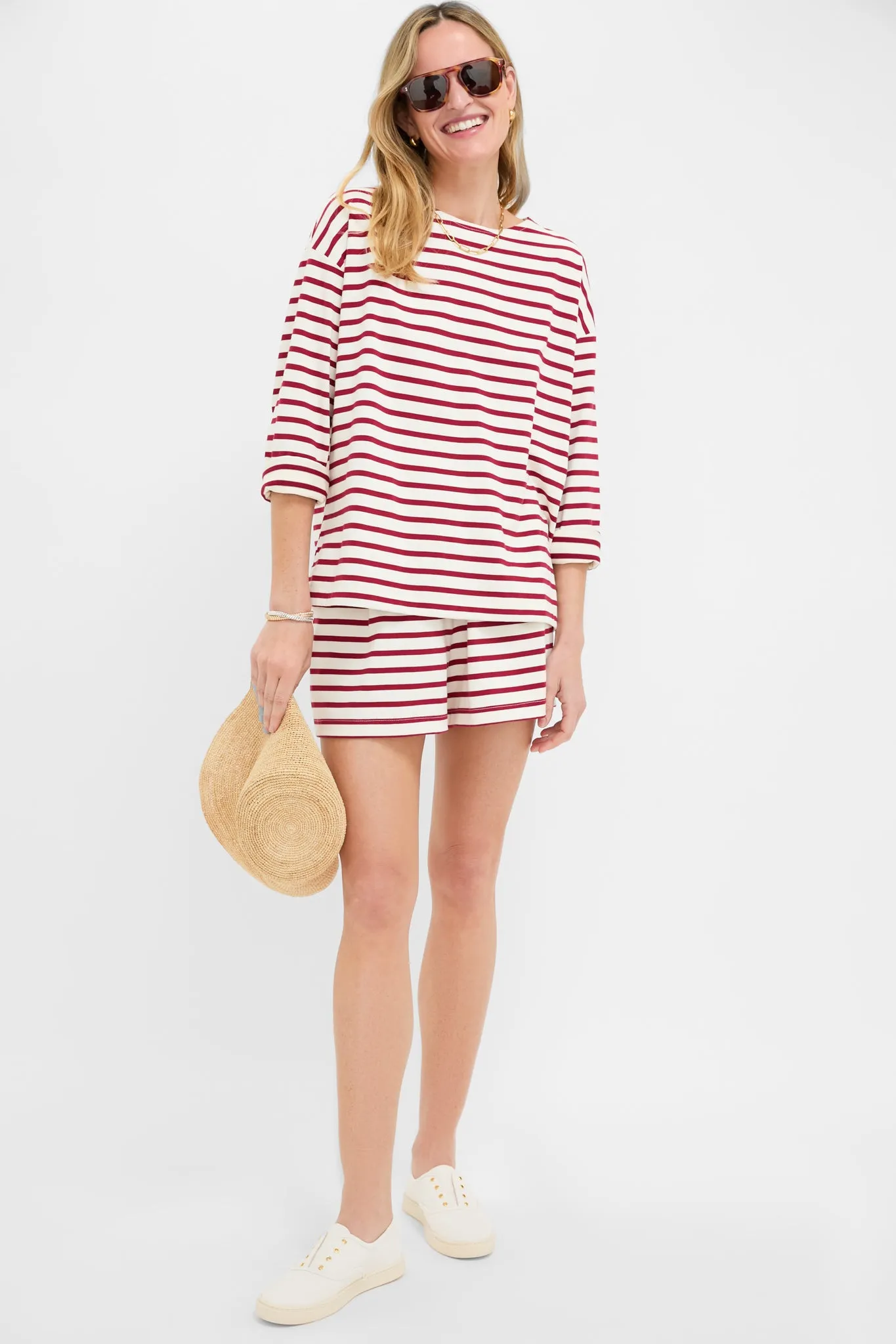 Red and Ivory Stripe Knit Odie Tee