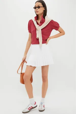 Red Pique Puff Sleeve Peggy Polo