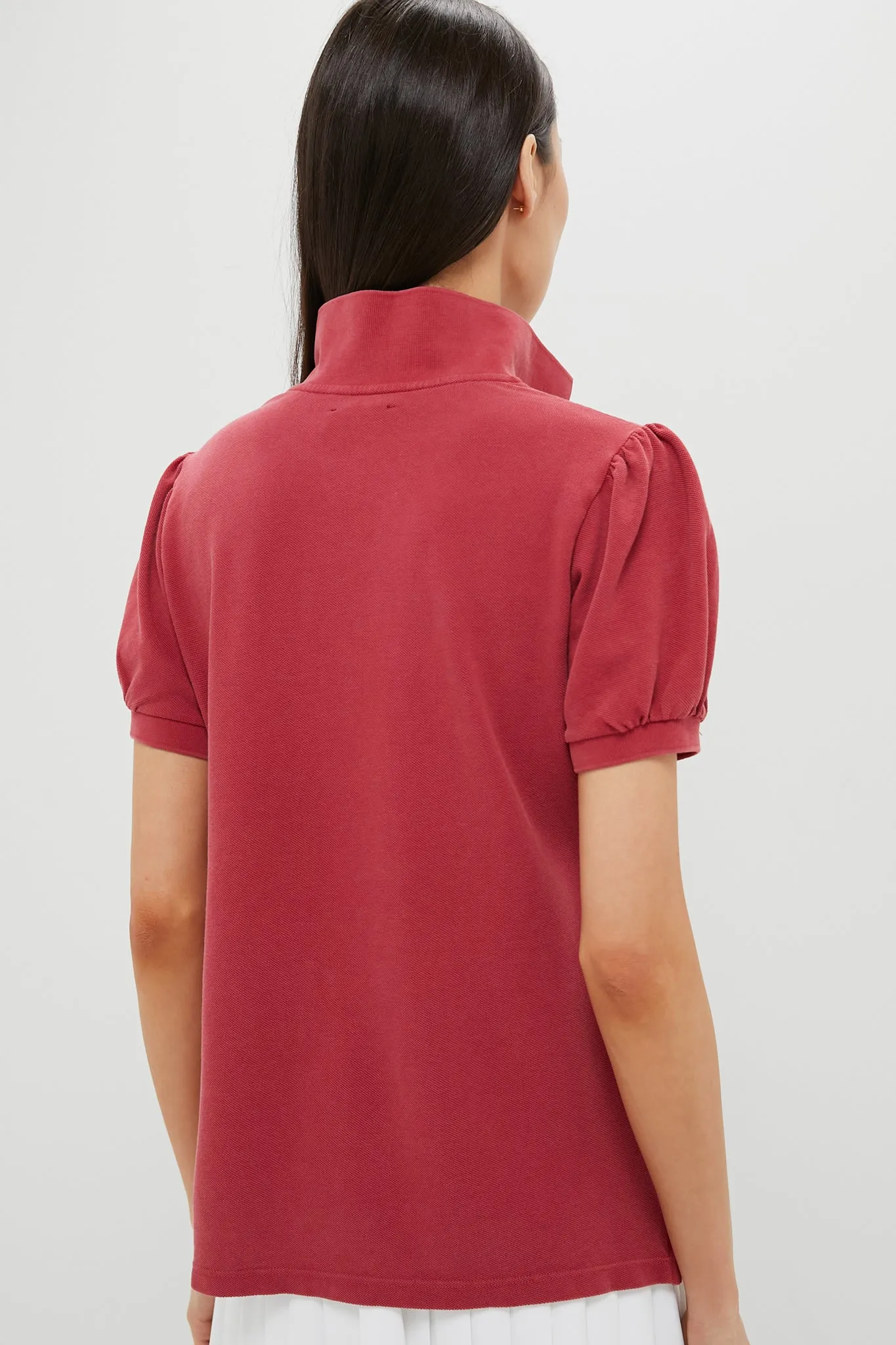 Red Pique Puff Sleeve Peggy Polo