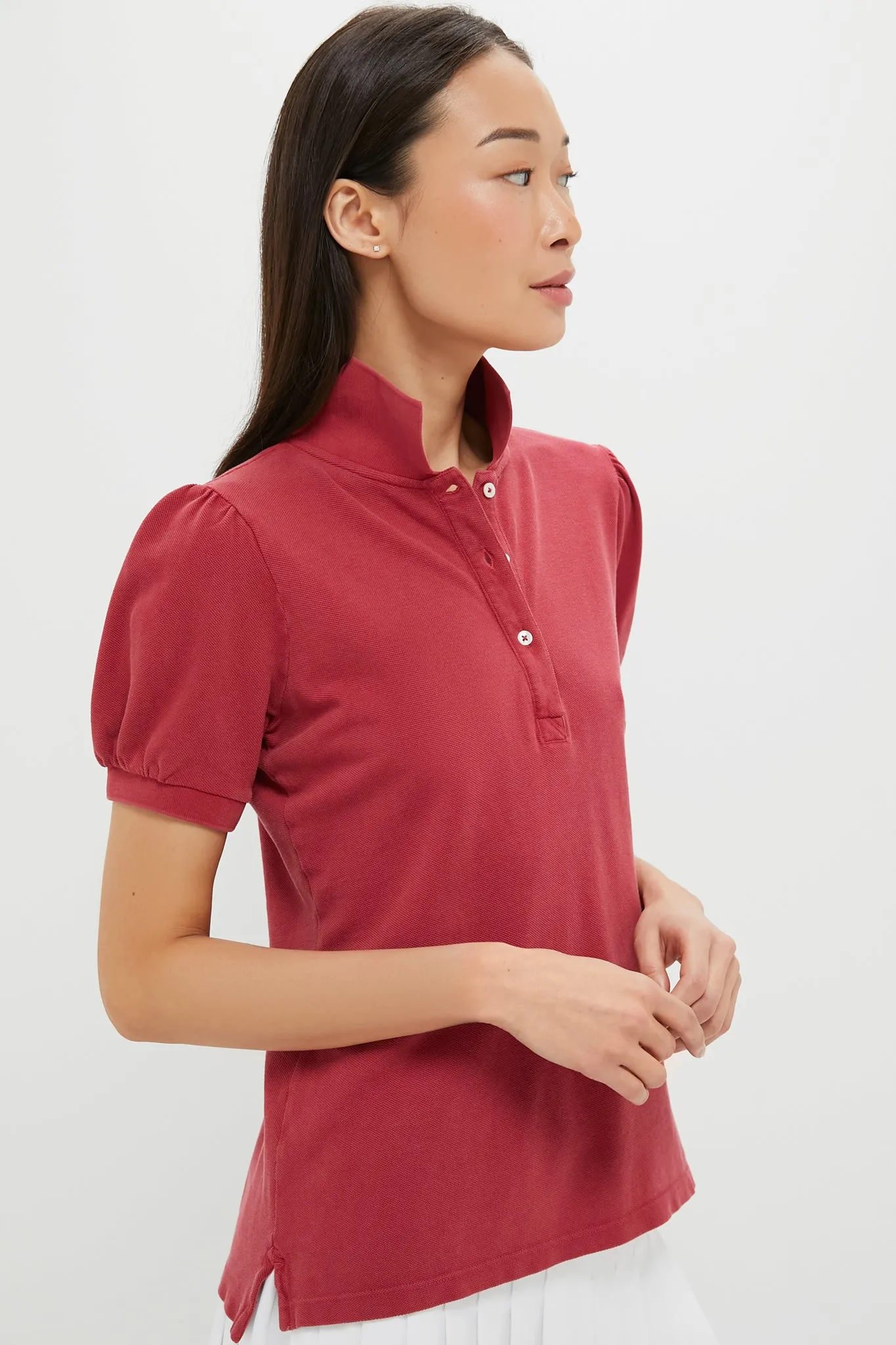 Red Pique Puff Sleeve Peggy Polo