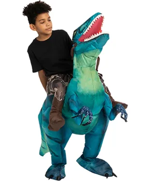 Riding A Blue Raptor Inflatable Kids Costume