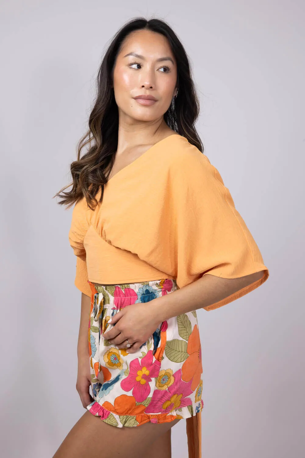 Rokoko Bat Wing Open Back Top for Women in Orange | R602246-ORG
