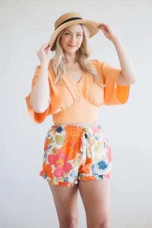 Rokoko Bat Wing Open Back Top for Women in Orange | R602246-ORG