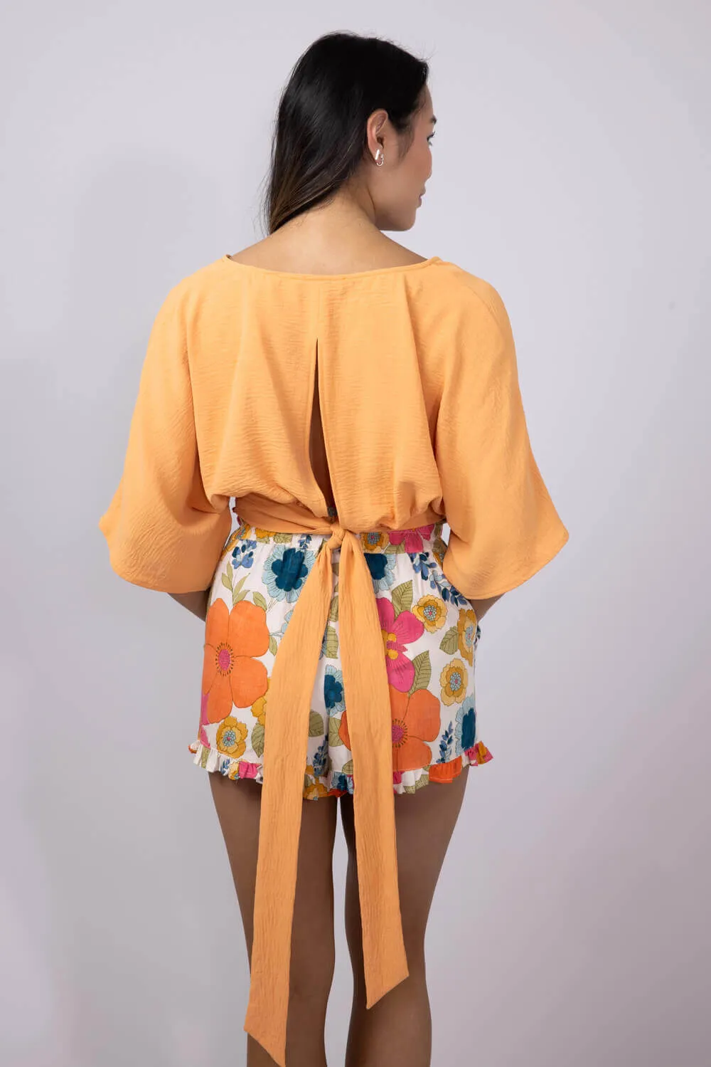 Rokoko Bat Wing Open Back Top for Women in Orange | R602246-ORG