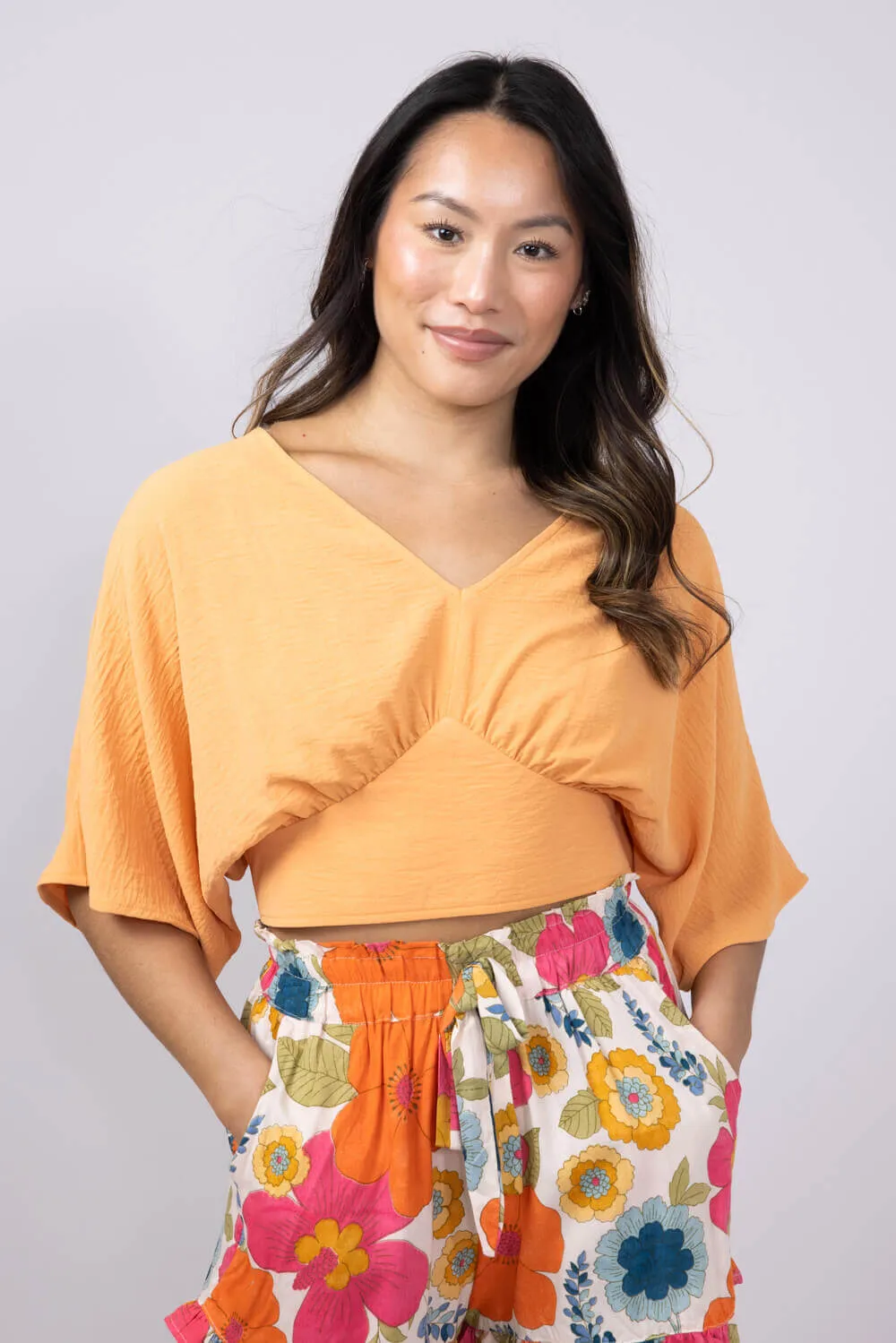 Rokoko Bat Wing Open Back Top for Women in Orange | R602246-ORG