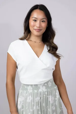 Rokoko Open Back Wrap Top for Women in White | R601616-WHT