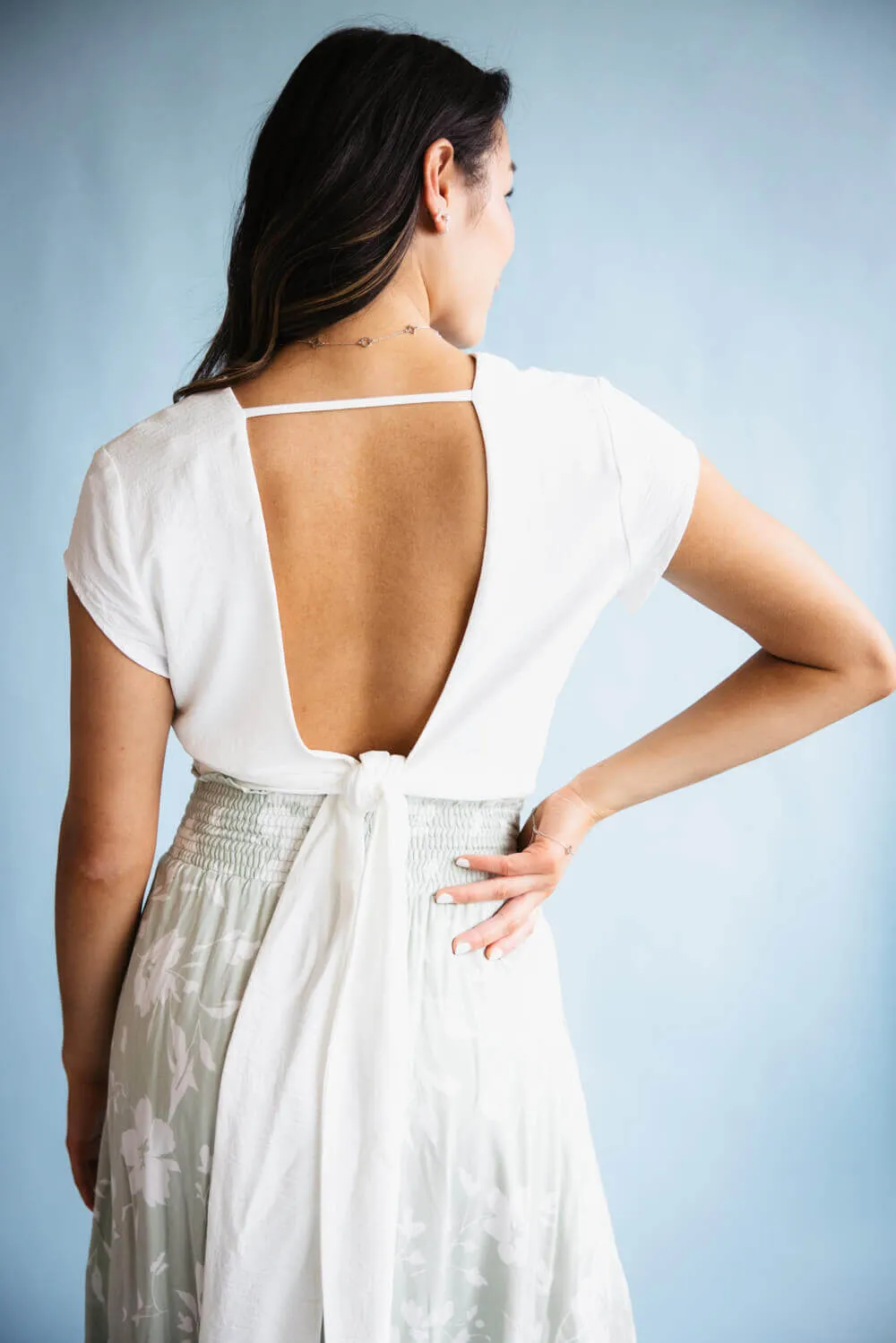 Rokoko Open Back Wrap Top for Women in White | R601616-WHT