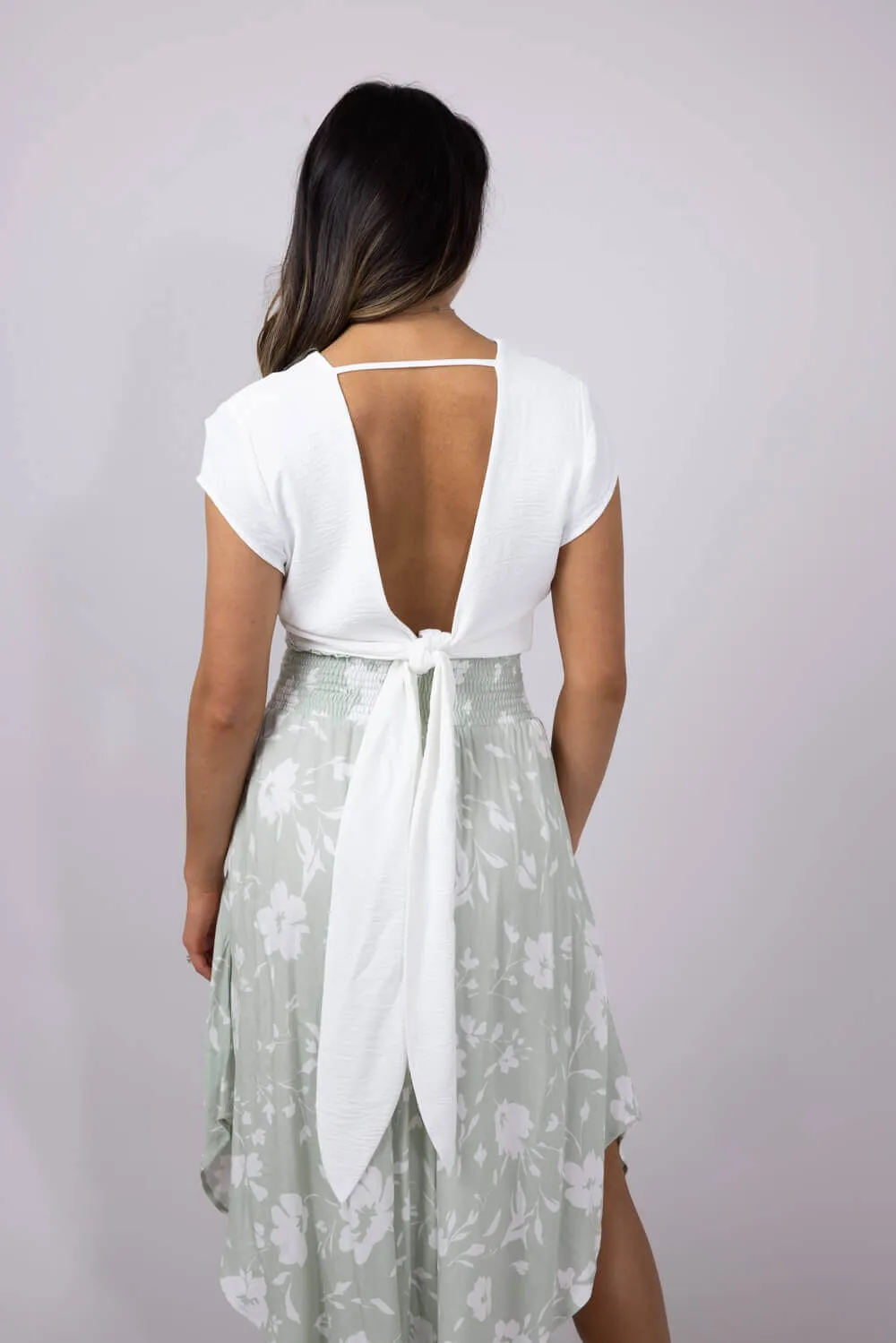 Rokoko Open Back Wrap Top for Women in White | R601616-WHT