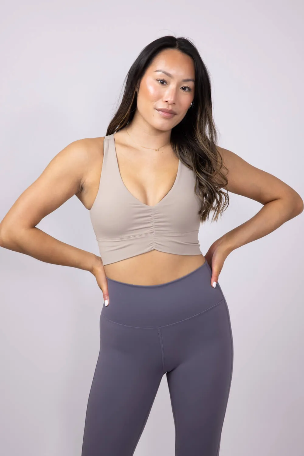 Ruched Racerback Bra for Women in Taupe | MAYA-Y61-TAUPE