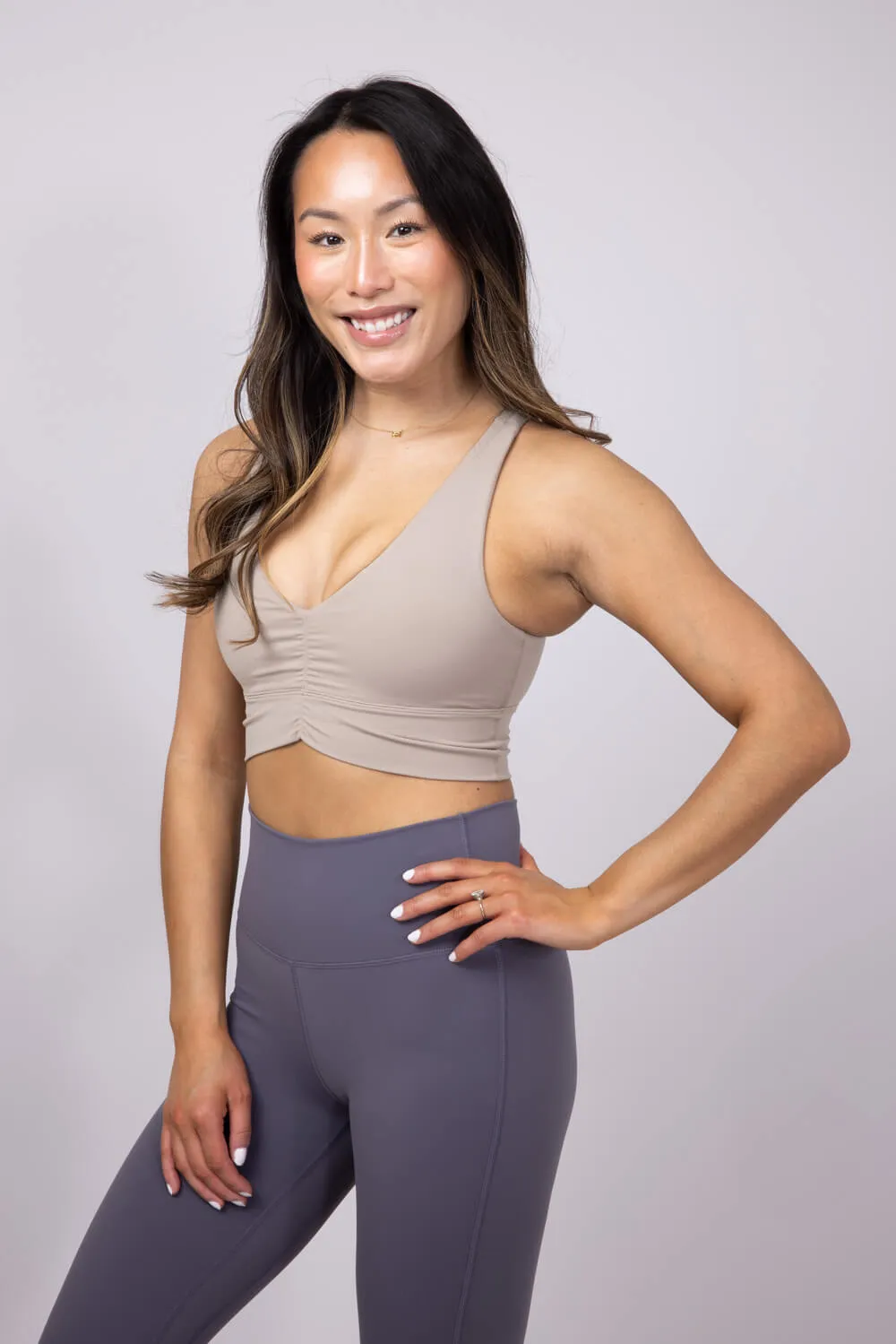 Ruched Racerback Bra for Women in Taupe | MAYA-Y61-TAUPE