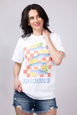 Sardines Lemon Oversized T-Shirt for Women in White | 32916X-OTS-WHITE
