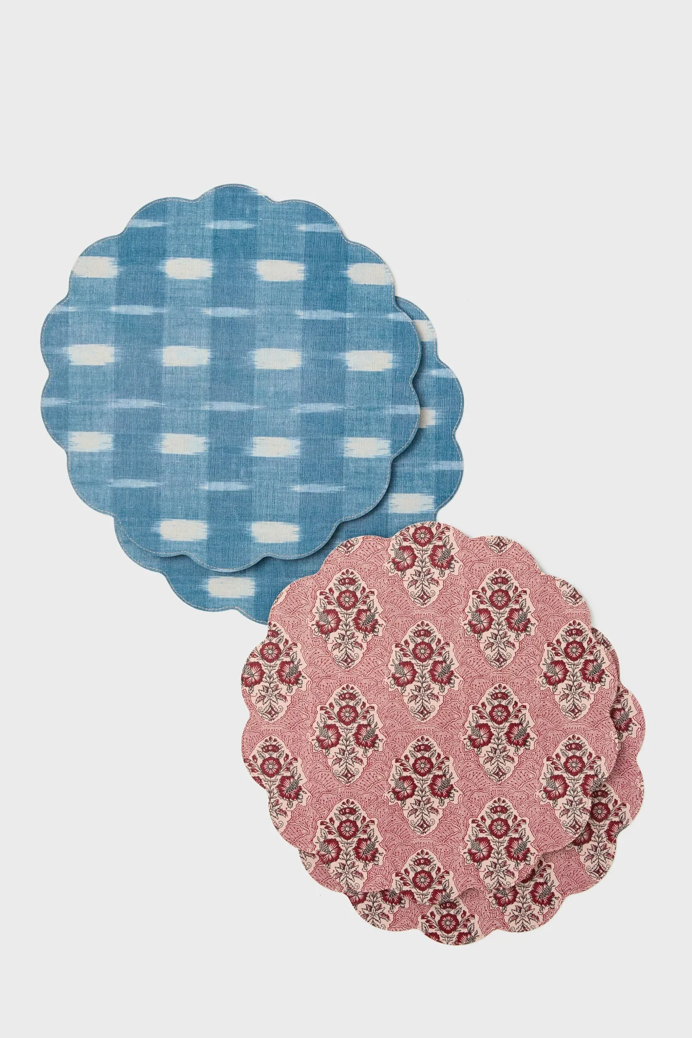 Scarlet Sonata and Ikat Reversible Wipeable Placemats Set of 4