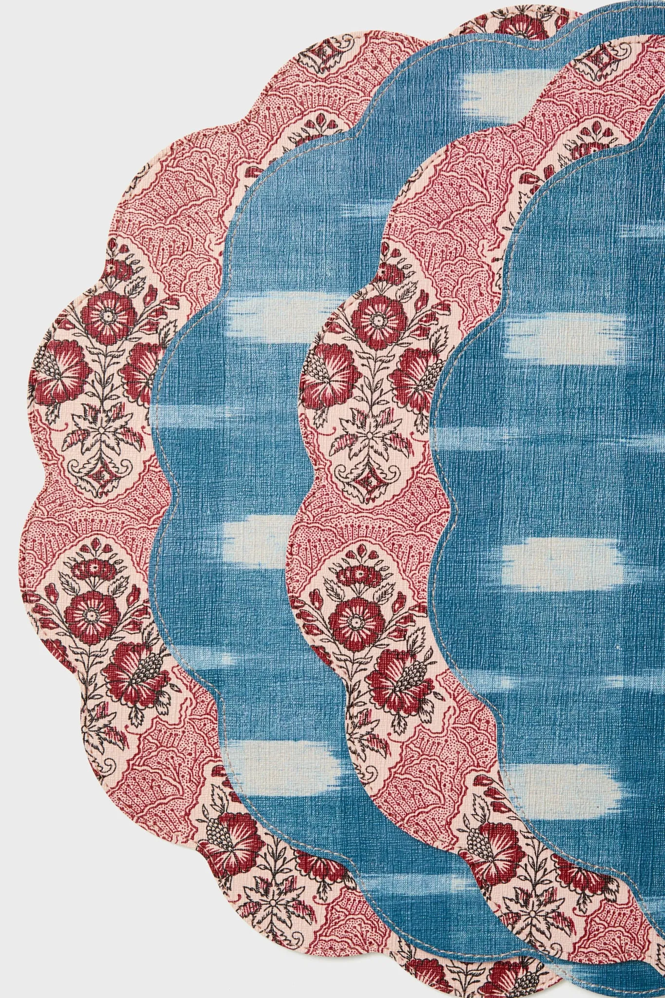 Scarlet Sonata and Ikat Reversible Wipeable Placemats Set of 4
