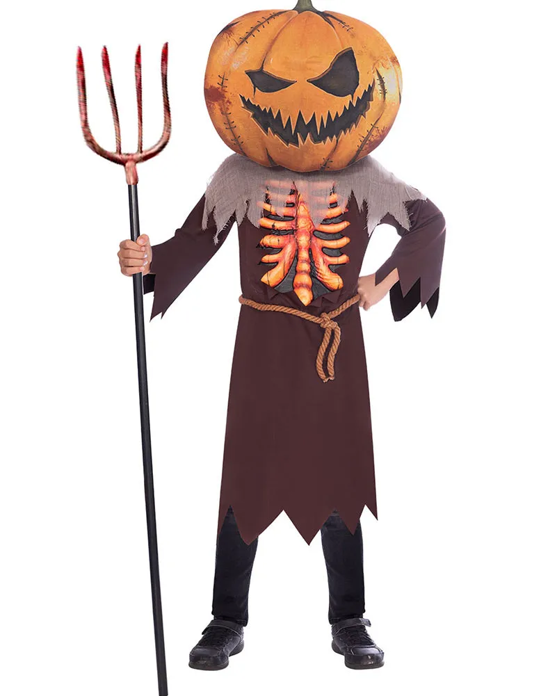 Scary Pumpkin Big Head Kids Costume
