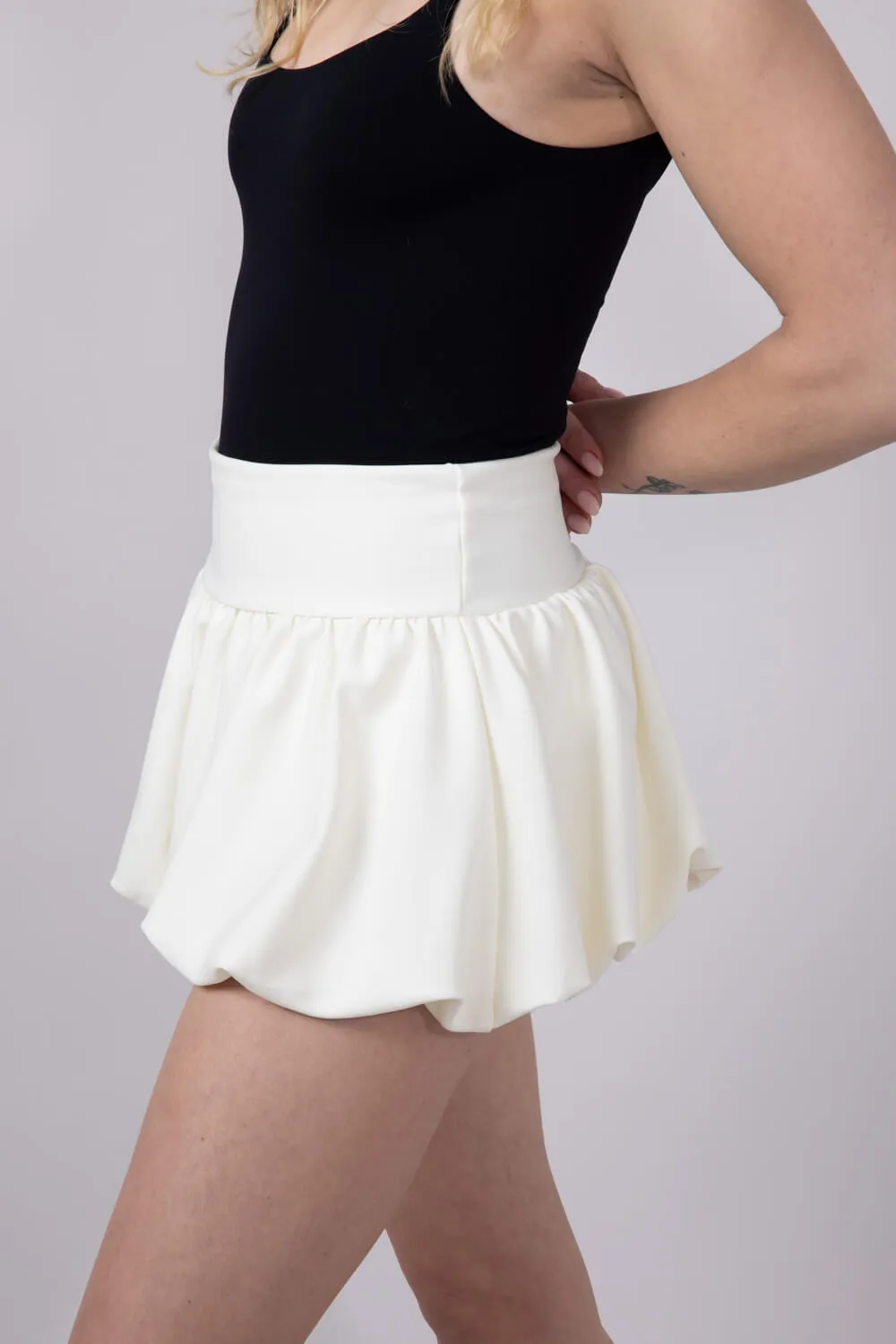 Scuba Knit Bubble Mini Skirt for Women in White | SCU712-WHITE