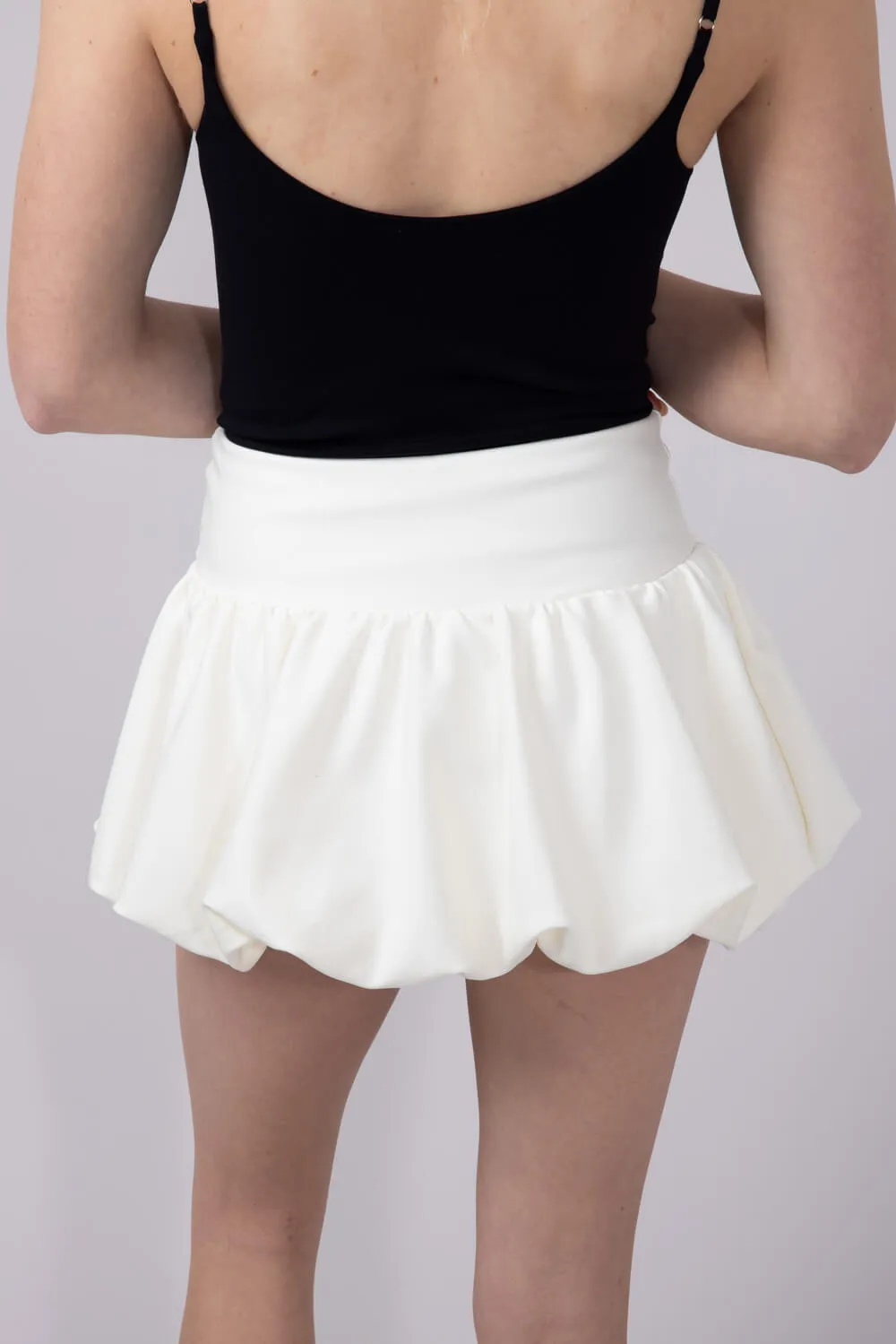 Scuba Knit Bubble Mini Skirt for Women in White | SCU712-WHITE