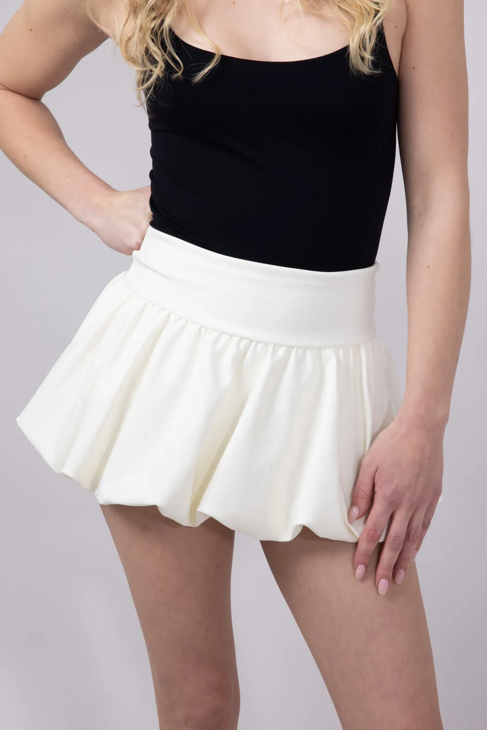 Scuba Knit Bubble Mini Skirt for Women in White | SCU712-WHITE