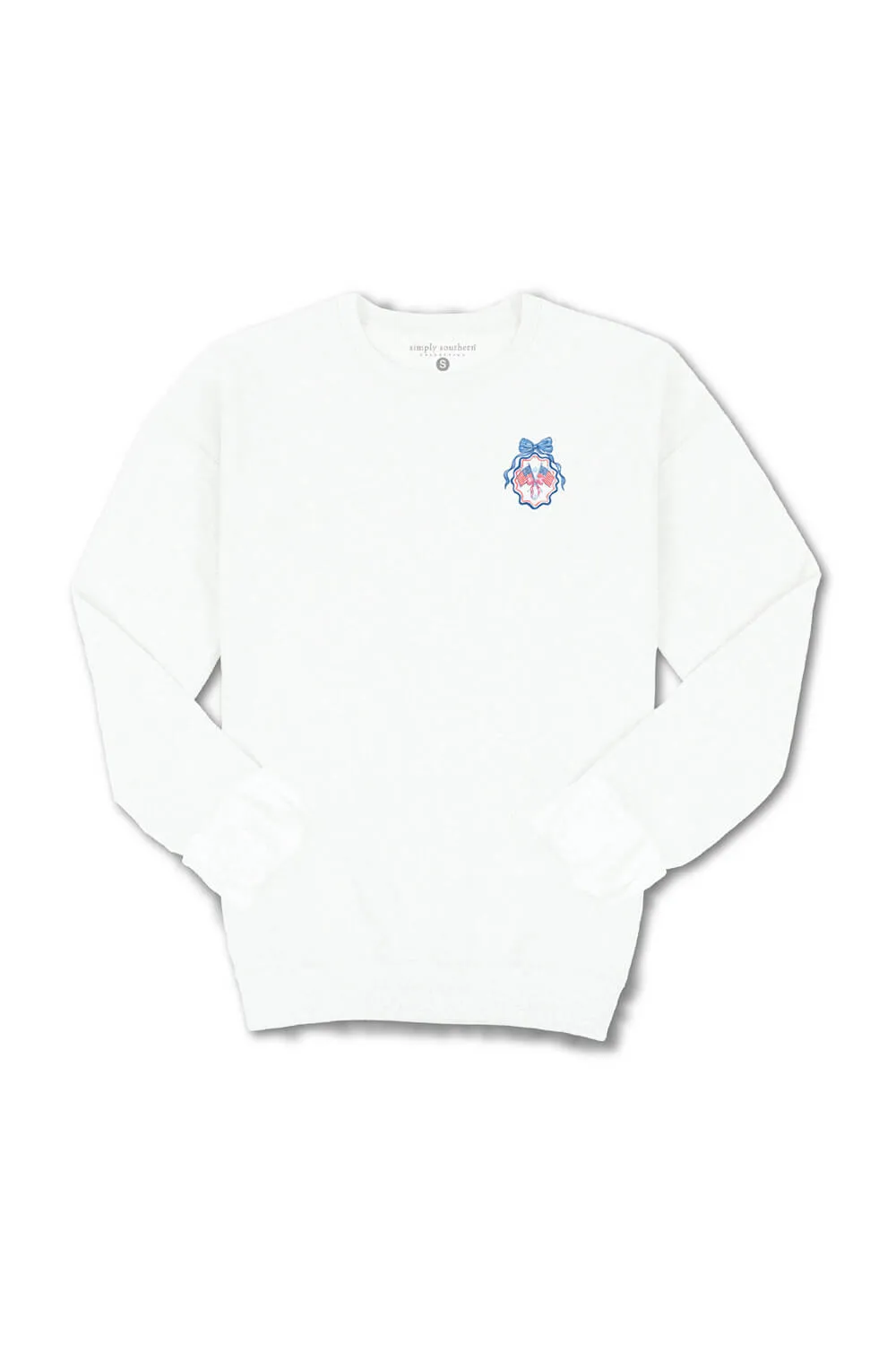 Simply Southern American Belle Fleece Sweatshirt for Women in White | CREW-AMRBELLE-WHITE
