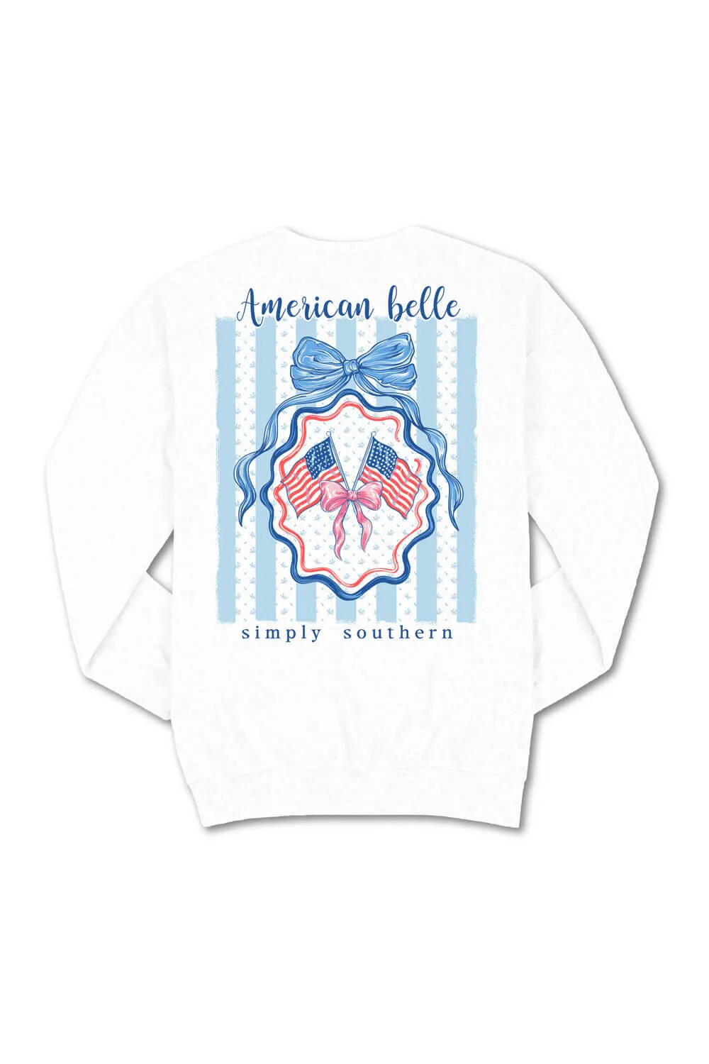 Simply Southern American Belle Fleece Sweatshirt for Women in White | CREW-AMRBELLE-WHITE