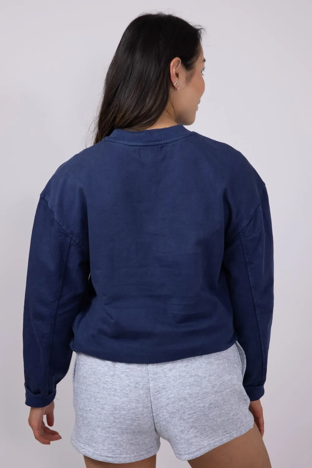 Simply Southern American Flag Oversized Sweatshirt for Women in Navy | PP-0125-PULL-CREW-USA