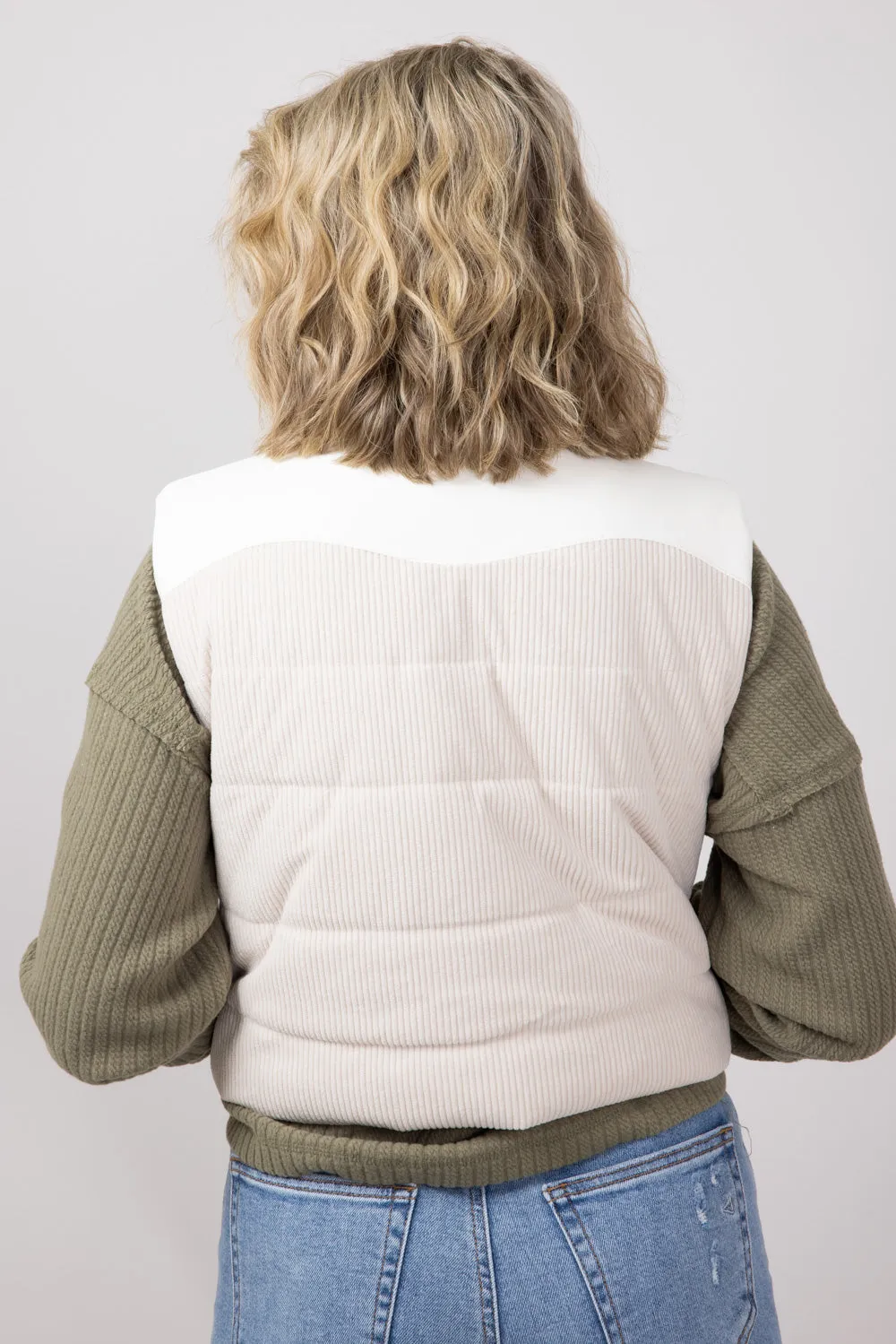 Simply Southern Corduroy Cropped Zippered Vest for Women in Cream | PP-0224-VEST-CORD-CREAM